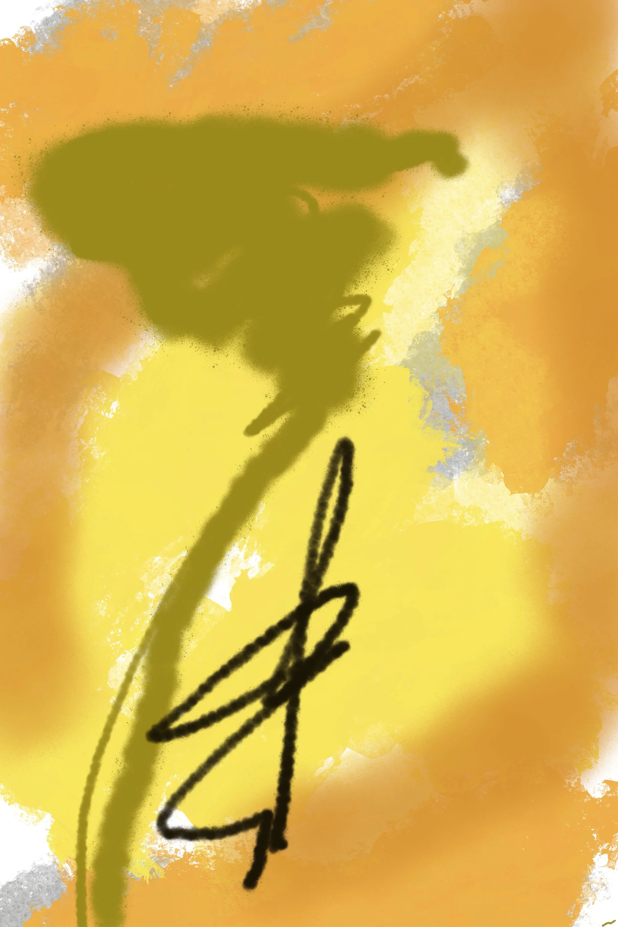 My Thoughts of You Are Like a Hurricane II, contemporary abstract artwork depicting tropical leafy canopy thrashing in the wind through layered textures, expressive marks, and atmospheric movement.