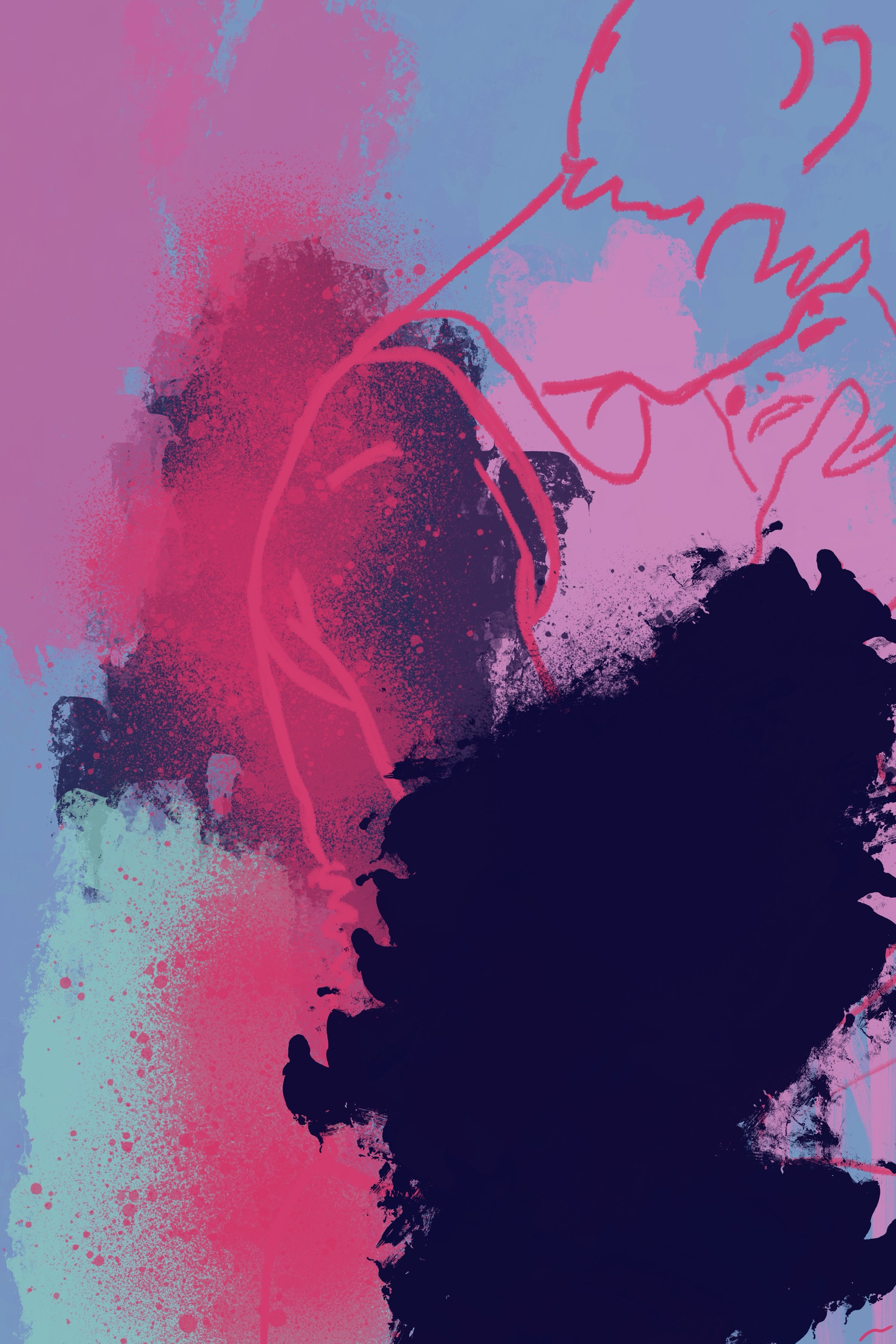 iT bLoWs My MiNd - how I feel for Her III, an expressive contemporary abstract artwork channeling the electrifying force of magnetic attraction and immense love through vivid color and spray paint.