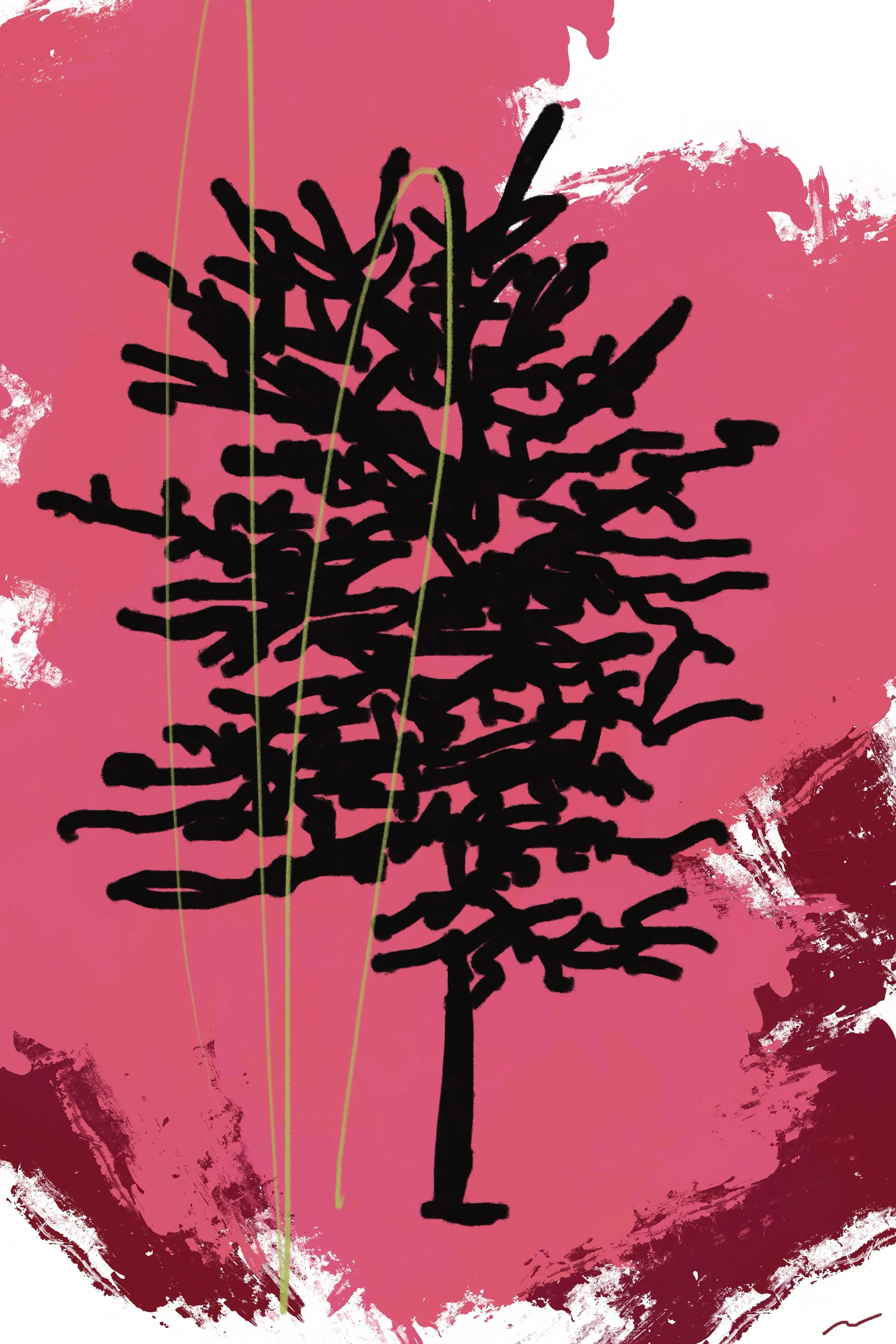 Like a Centerpiece, I Blend  Easily II, an original digital artwork featuring expressive graffiti-inspired abstraction, luminous urban textures, layered brushstrokes, and vivid red palette colors in a contemporary fine art composition.
