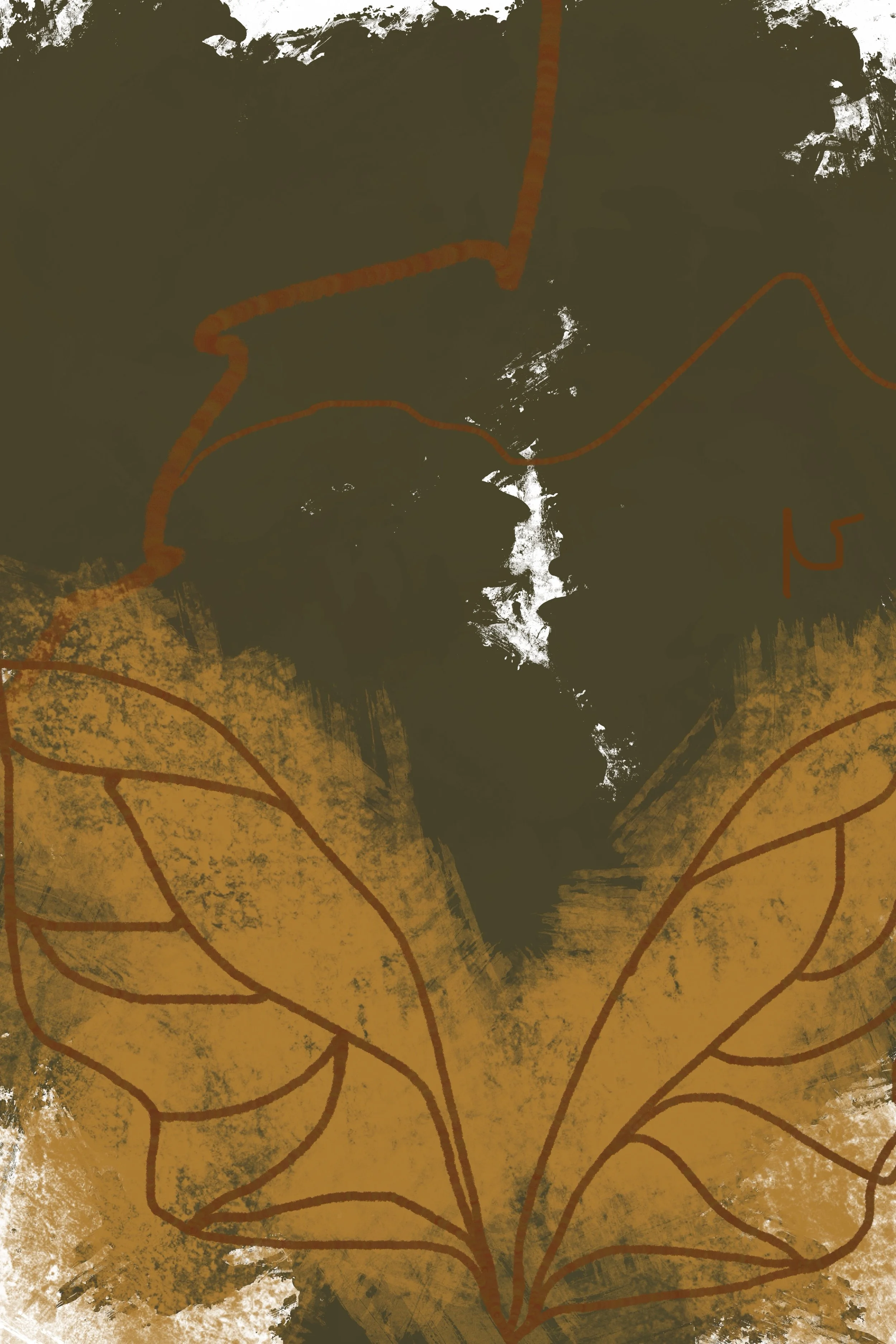 Golden ochre impasto butterfly set against a moody olive green backdrop, the piece brings rich atmosphere and depth to any space. Part of triptych, 1 of 3.