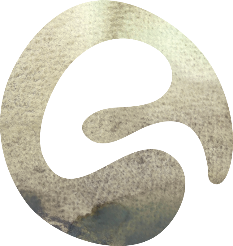 Une forme abstraite à la texture aquarelle, symbole de mouvement et de changement.