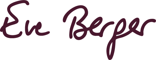 Signature de Ève Berger en écriture manuscrite de couleur violette.