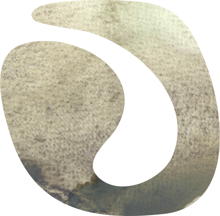 Une forme abstraite à la texture aquarelle, symbole de mouvement et de changement.
