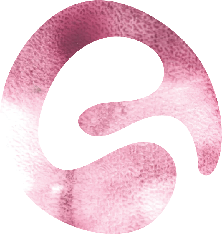 Une lettre stylisée 'S' en blanc sur un fond rose avec une texture aquarelle.