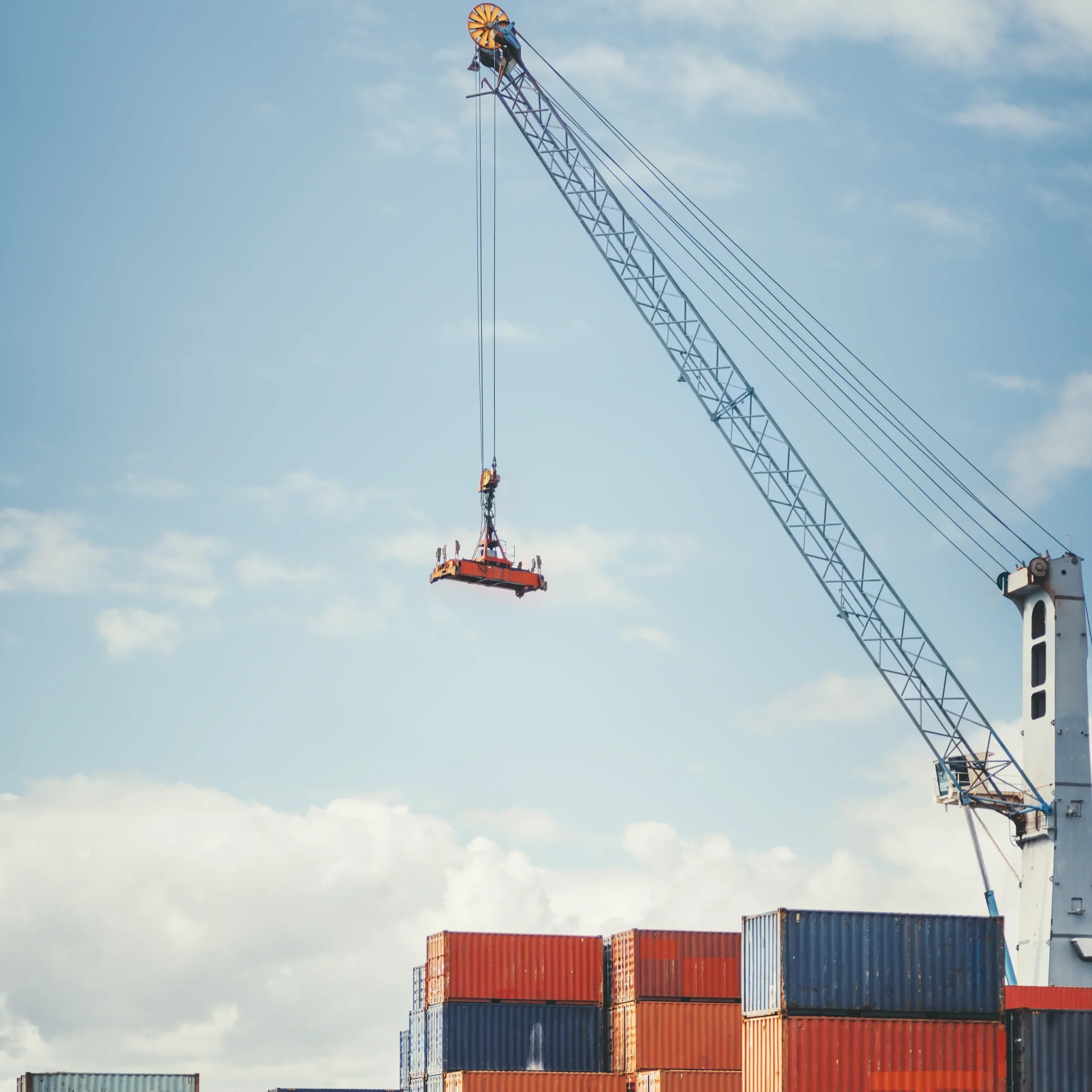 Import and export within a container hub