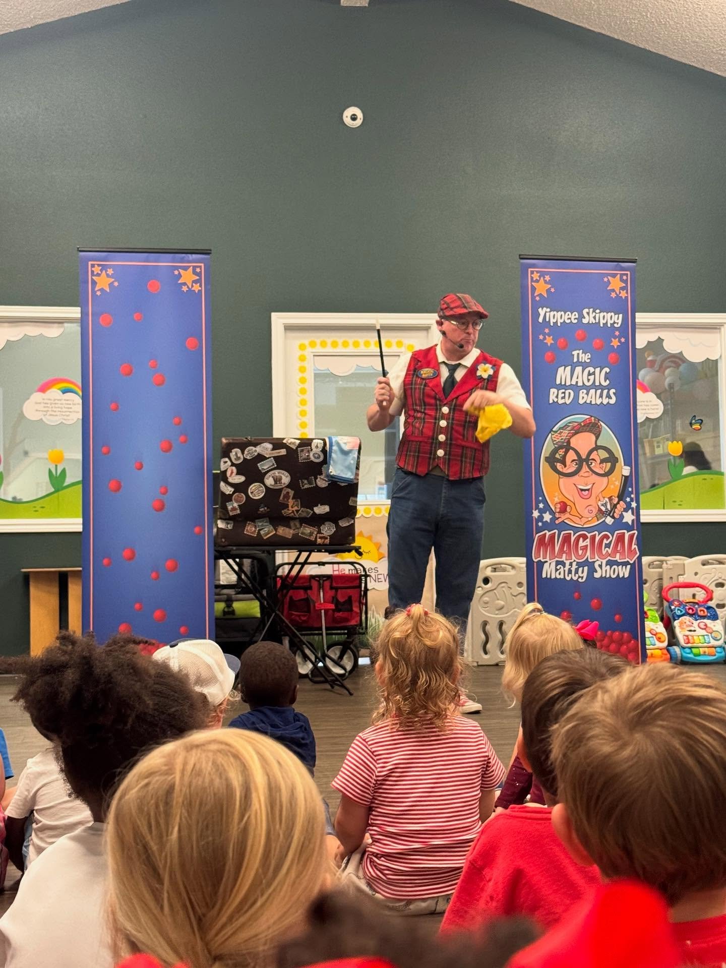🎉✨ Yippee Skippy! ✨🎉
Today was full of giggles, surprises, and magic red balls at our North Arlington location!

Our children had an amazing time with Yippee Skippy the Magical Red Ball Show &mdash; a one-of-a-kind experience filled with laughter, 