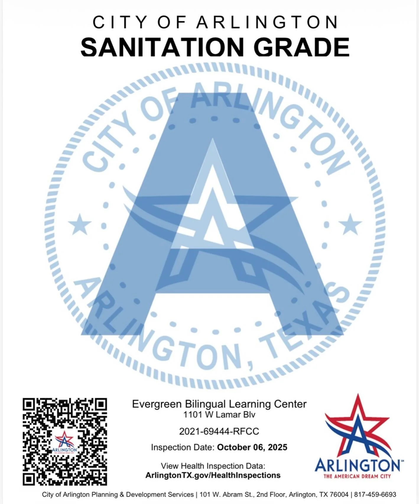 We&rsquo;re excited to share some great news from our North Arlington location!
We received a surprise visit from the Department of Health&mdash;and scored an A!

What does an unannounced health inspection mean?
It means the inspector arrived without