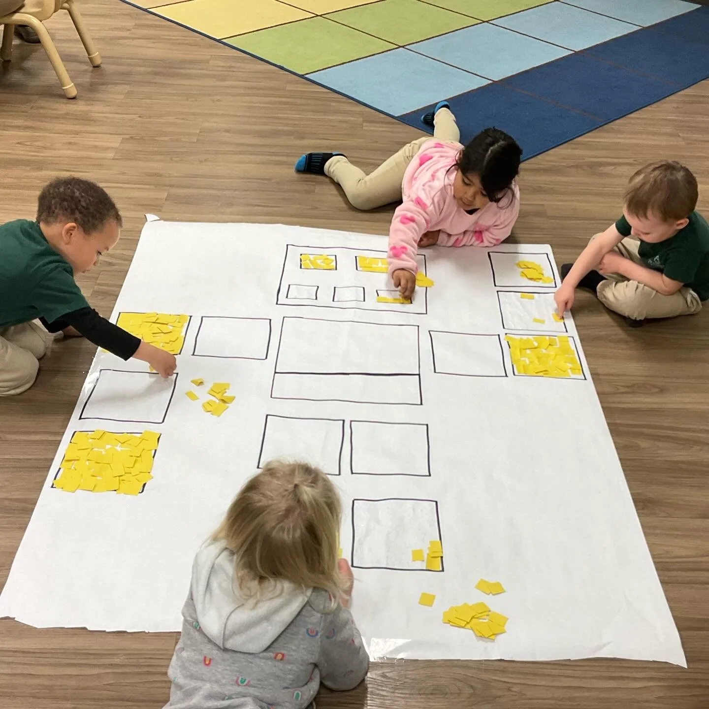 Collaboration over Competition 💛

Hands working together, ideas being shared, and joy in creating something as a team.

As the children cut yellow rectangles and build a mural together, they learn a powerful lesson:
✨ We grow more when we collaborat