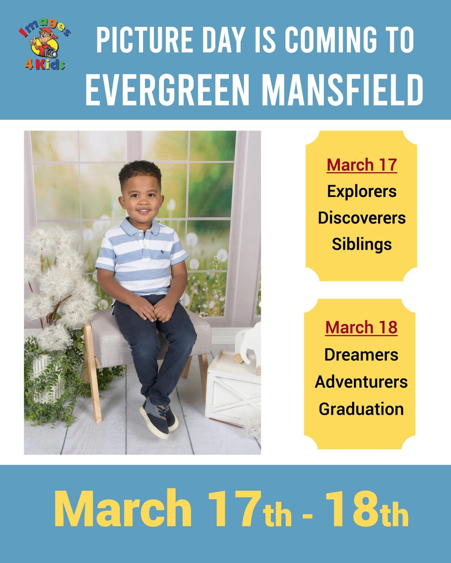 📸 SAVE THE DATE &ndash; PICTURE DAY! 📸

Get ready, Evergreen families!
Picture Day is coming soon, and we can&rsquo;t wait to capture our students&rsquo; beautiful smiles and special moments. 💙

👕 Please dress your child in something comfortable 