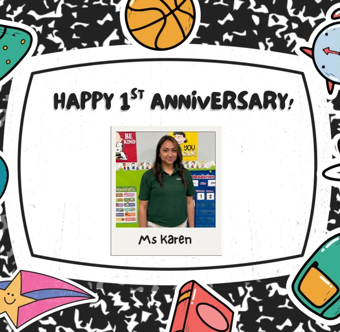 HAPPY 1st ANNIVERSARY Ms Karen! 

Please help us to congratulate and thank Ms Karen for an amazing year of dedication and hard work to our school! 

We love you and we are thankful for you!

&iexcl;Feliz Aniversario!