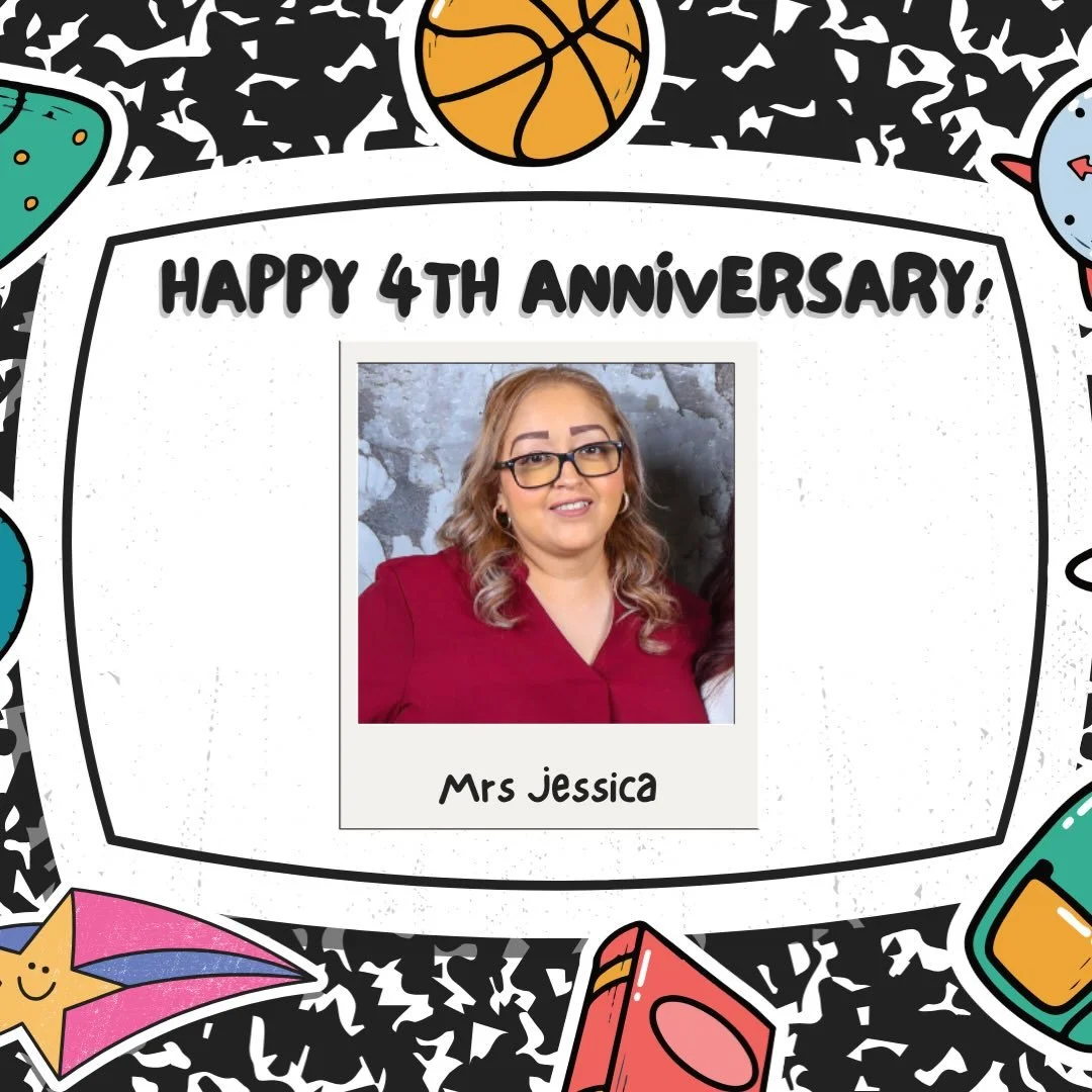 🎉 Happy 4th Anniversary, Mrs. Jessica! 🎉

Please join us in celebrating Mrs. Jessica&rsquo;s four wonderful years of dedication and care at Evergreen Bilingual Learning Center! Her kindness, commitment, and passion for teaching have made a lasting 