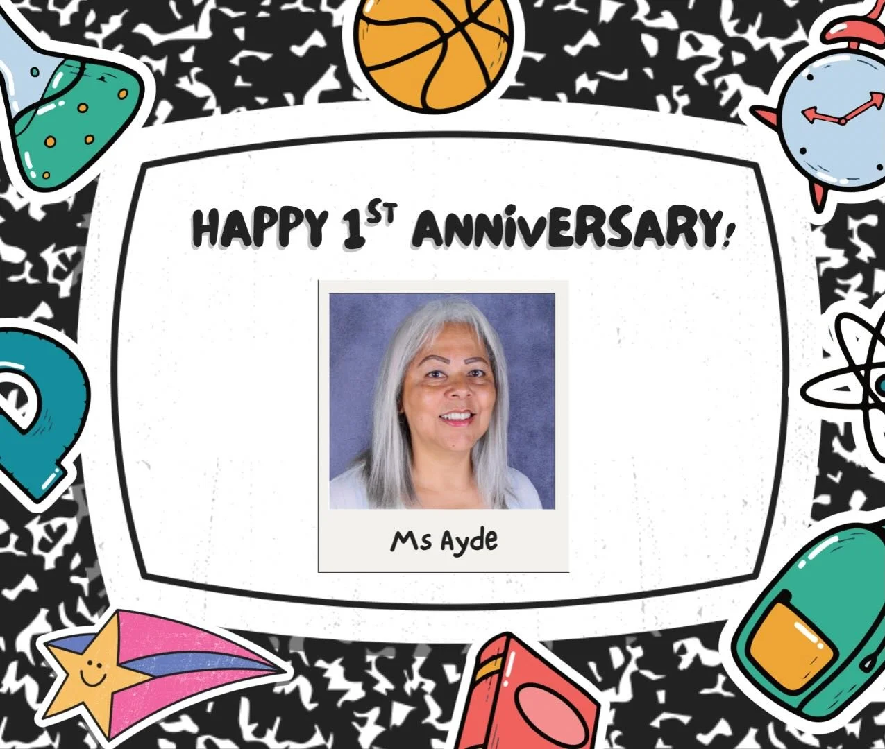🎉 Happy 1st Anniversary, Ms. Ayde! 🎉

Please join us in celebrating Ms. Ayde and her first year at Evergreen Bilingual Learning Center! 💙

We are truly grateful for her dedication and the care she shows each and every day. Her kindness, commitment