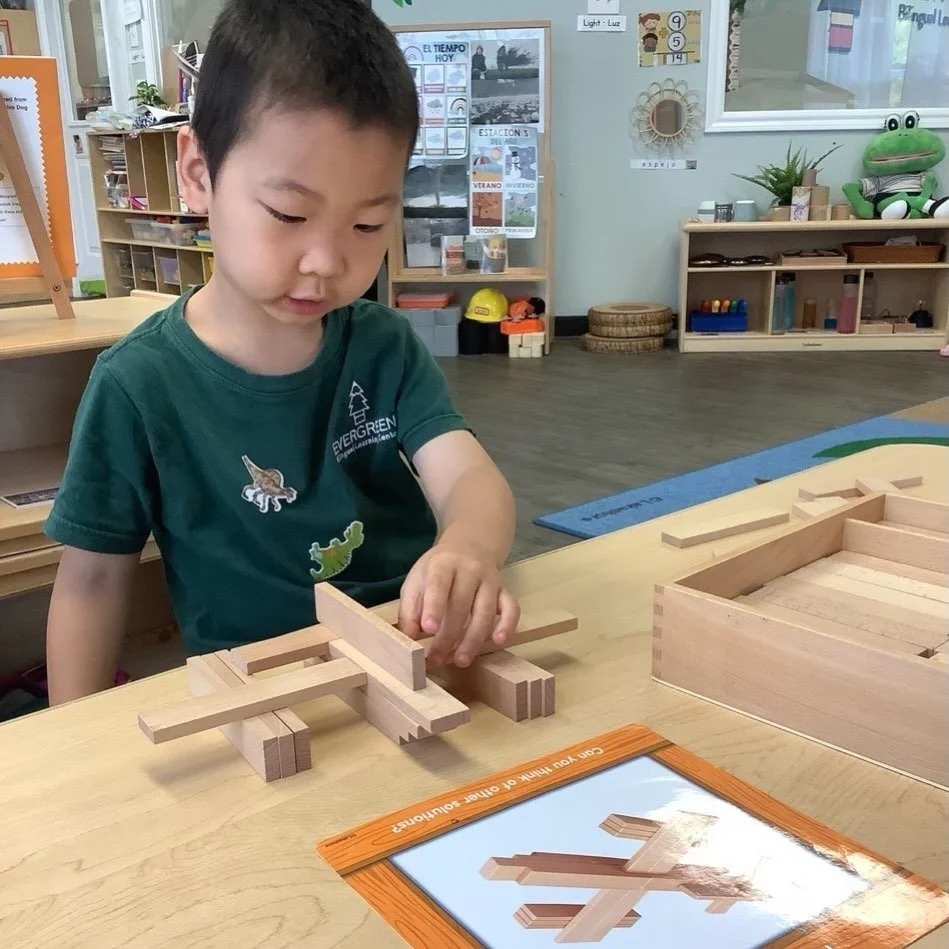 Today in our classroom, we explored problem-solving, creativity, and concentration through hands-on building activities. 🪵💡

Using wooden blocks, our students followed visual cues, experimented with balance, and developed spatial awareness&mdash;al