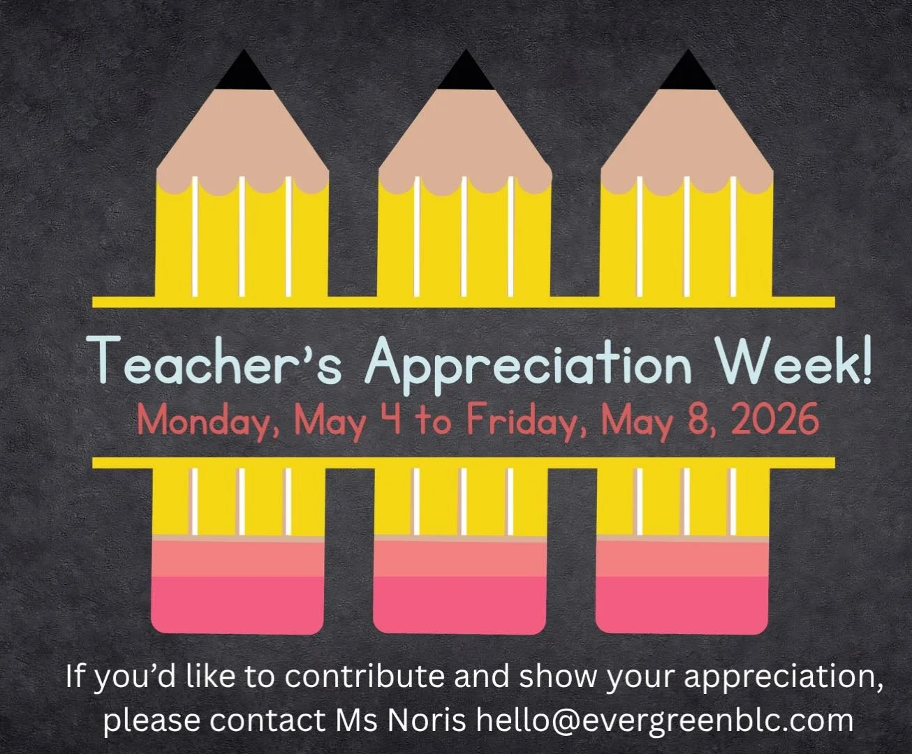 Teacher Appreciation Week is almost here &mdash; and we can&rsquo;t wait to celebrate our amazing teachers! 💙✨

At Evergreen, our teachers do so much more than teach &mdash; they nurture, guide, inspire, and love your children every single day. Now 