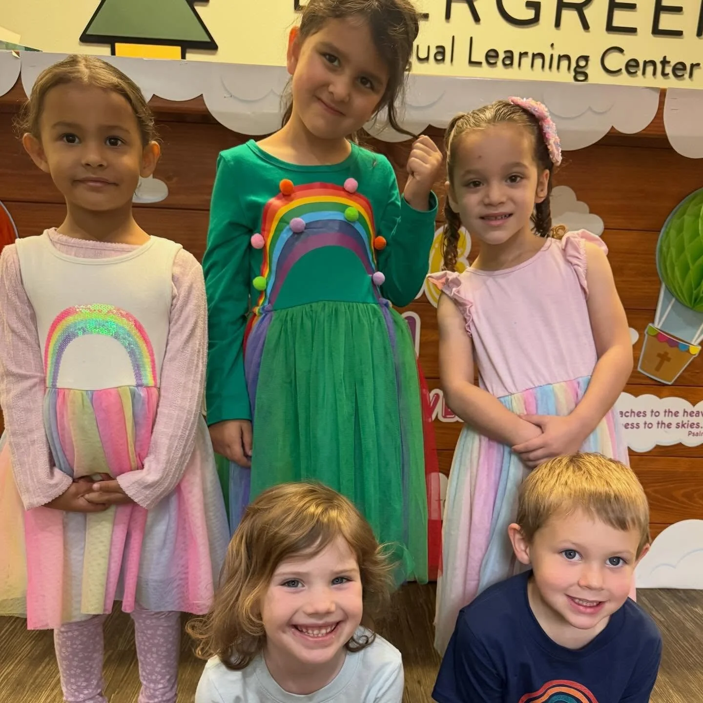 Today at Evergreen, we celebrated Rainbow Day 🌈

A beautiful reminder of new beginnings, life, and happiness. Each color reflects the beauty that God created for us to enjoy every single day.

Through laughter, learning, and bright colors, we were r