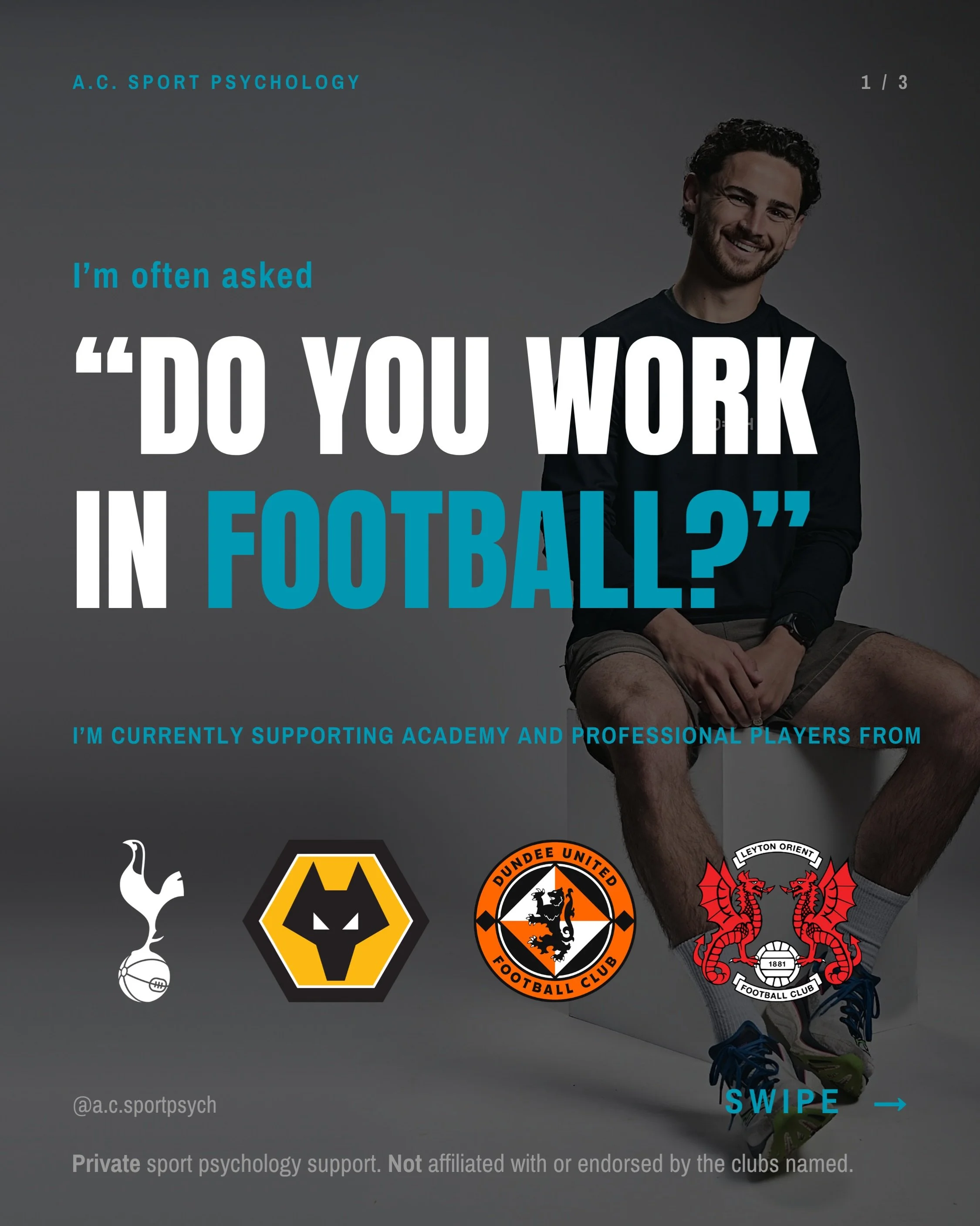&ldquo;Do you work in football?&rdquo;

It&rsquo;s one of the questions I get asked most, so I thought I&rsquo;d answer it properly.

Yes, I do. I&rsquo;m currently working with quite a few footballers. Among them are academy and professional players
