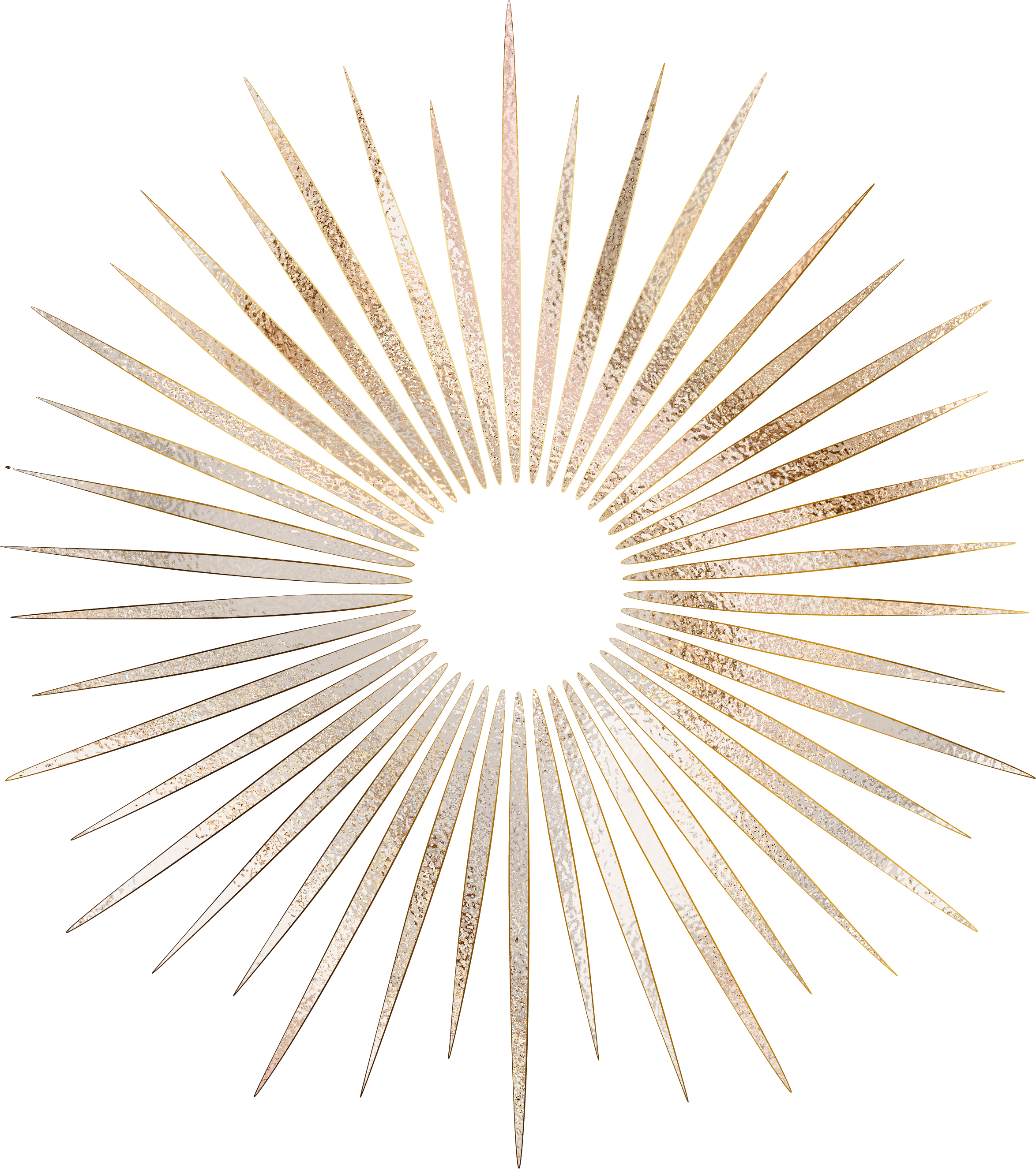 Goldene Sternsilhouette mit vielen Strahlen auf schwarzem Hintergrund.