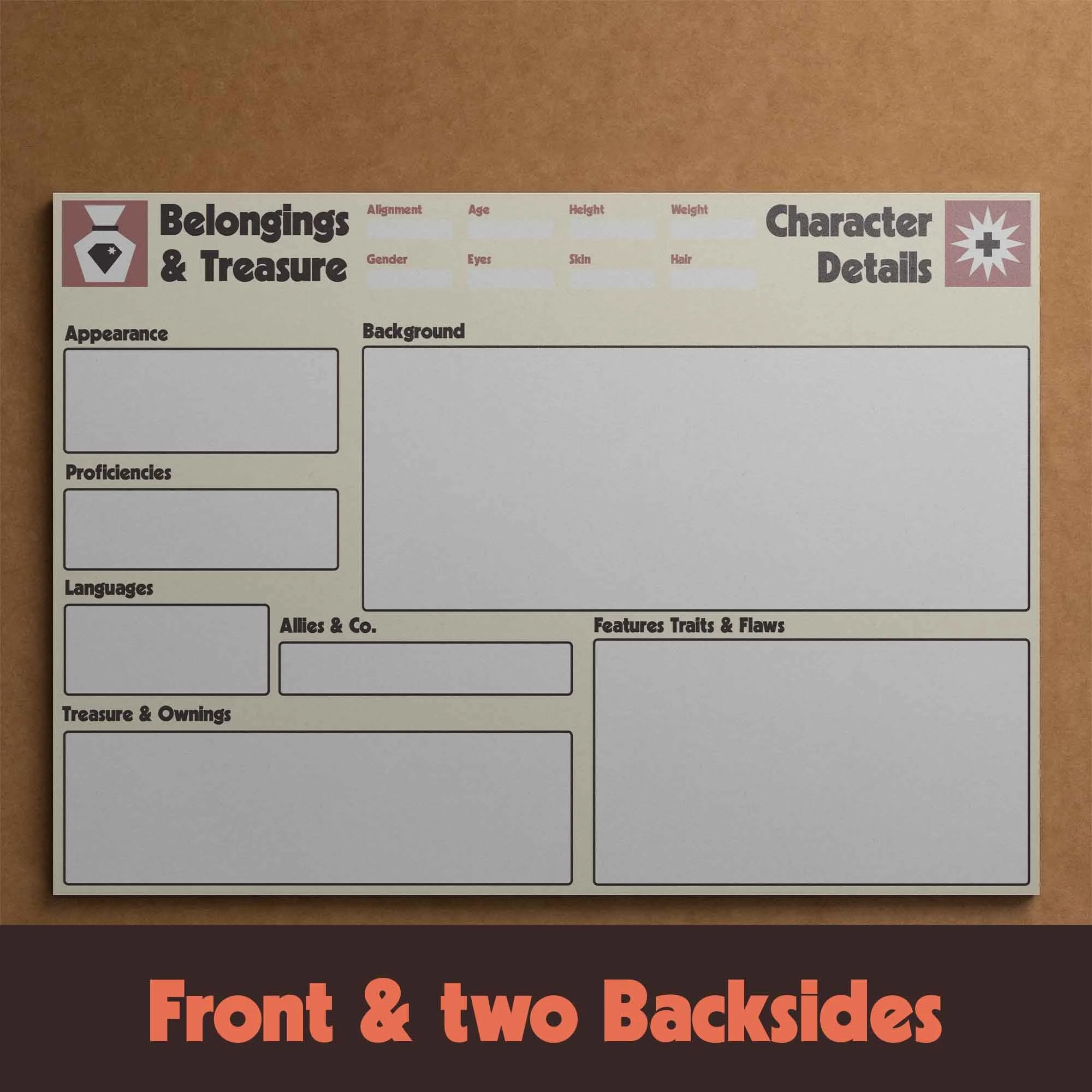 Dungeon Bros DnD Barbarian Class Character Sheet two backside options