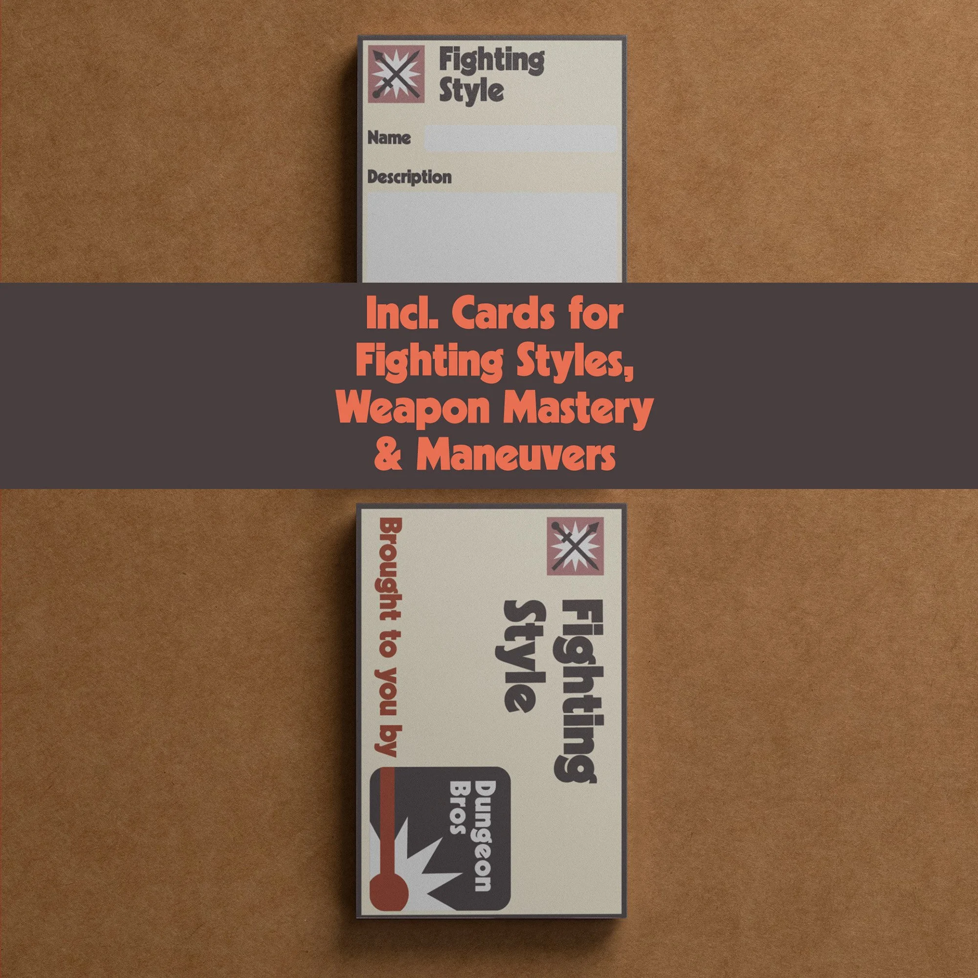 Dungeon Bros DnD 5e Fighter Character Sheet class specific weapon mastery and fighting style cards included
