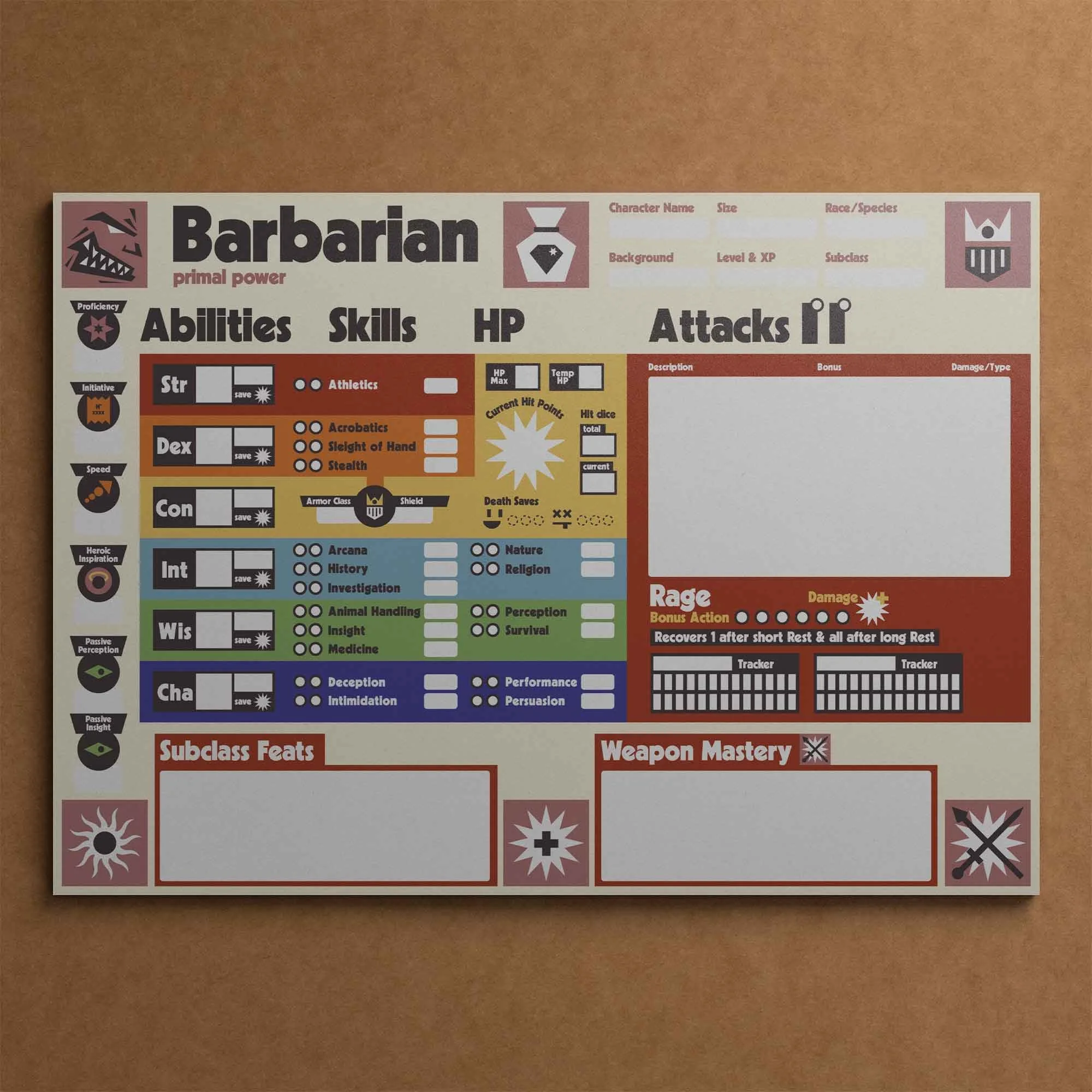 Dungeon Bros DnD Barbarian Class Character Sheet title