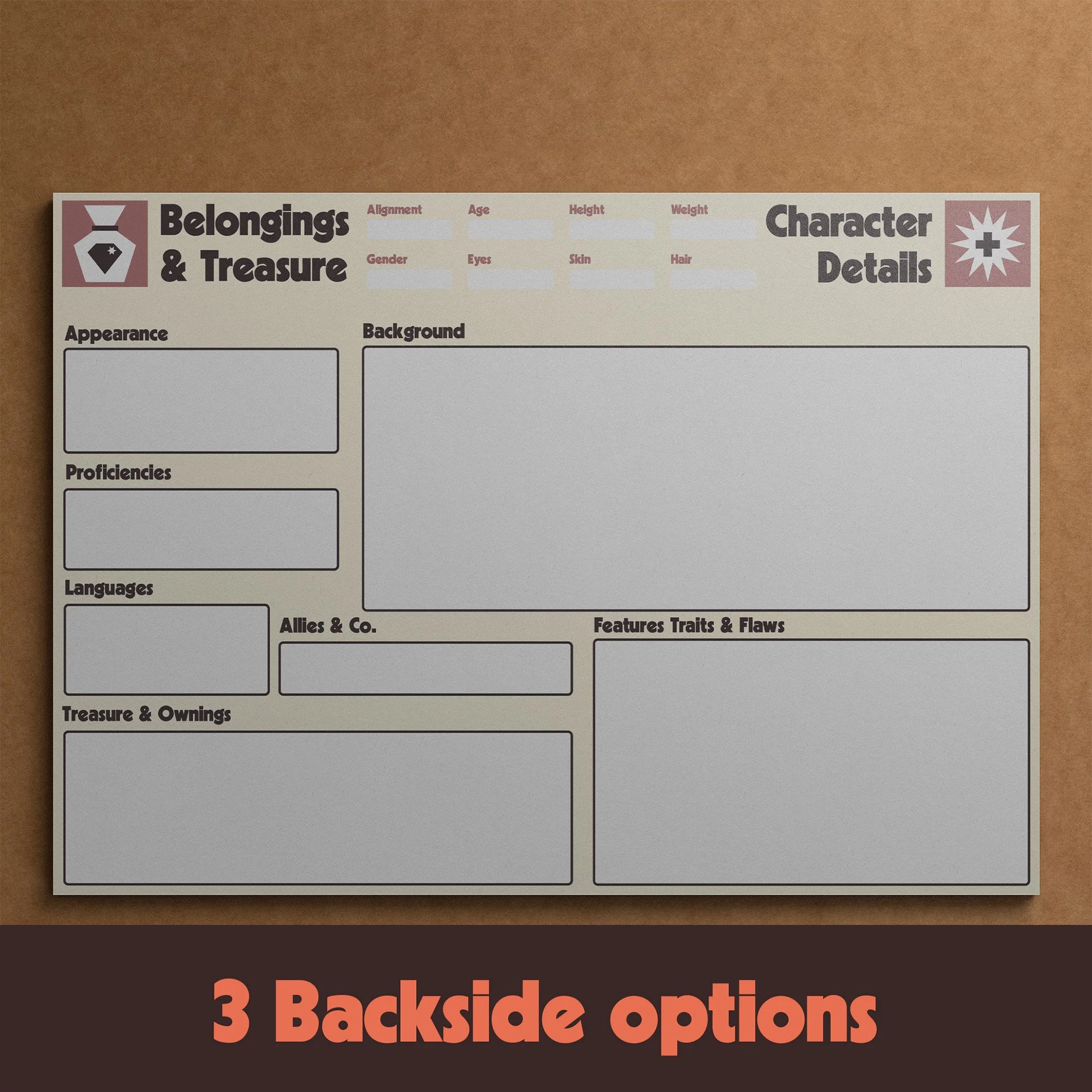 Dungeon Bros DnD 5e Fighter Character Sheet class specific backside options