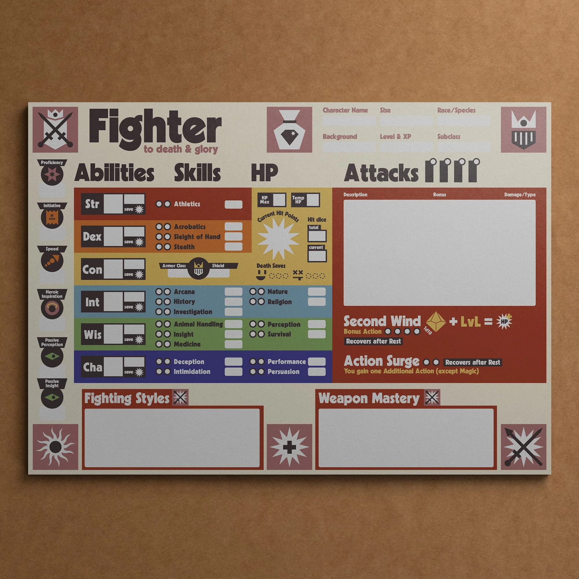 Dungeon Bros DnD 5e Fighter Character Sheet class specific title