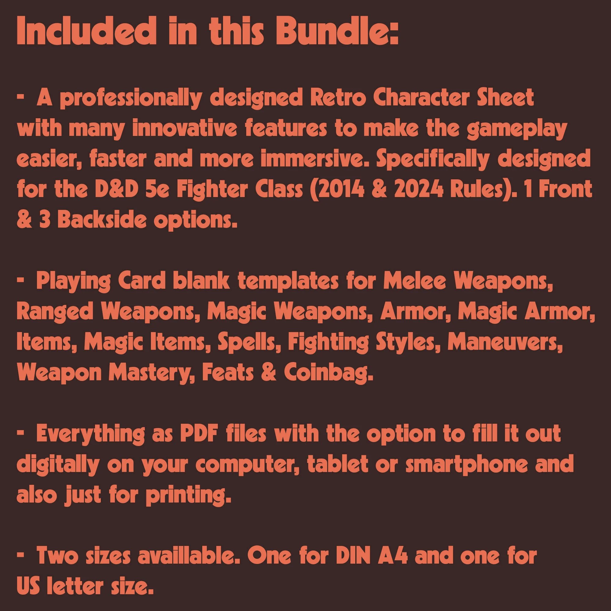Dungeon Bros DnD 5e Fighter Character Sheet class specific content description