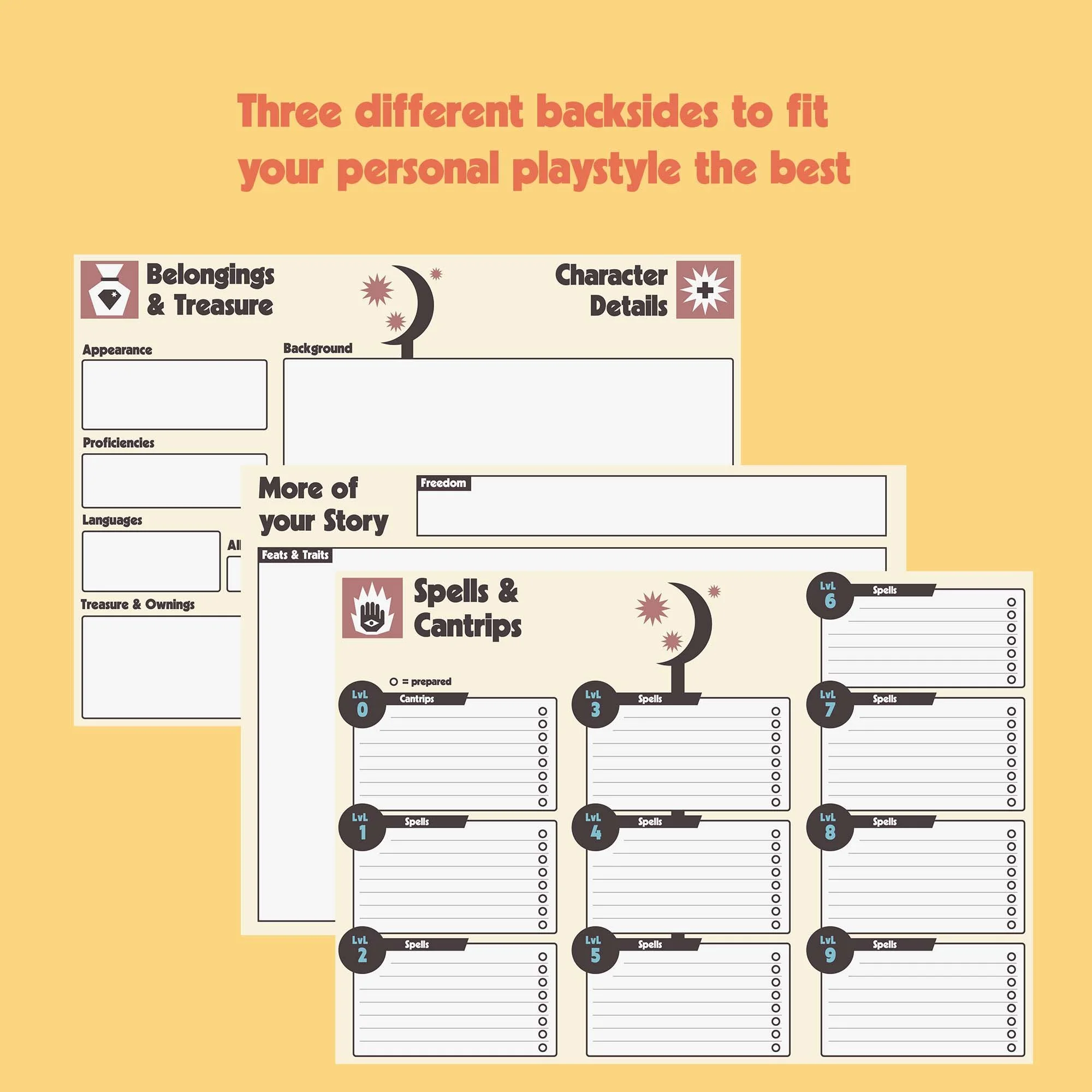 Dungeon Bros DnD 5e Druid Character Sheet class specific backside options