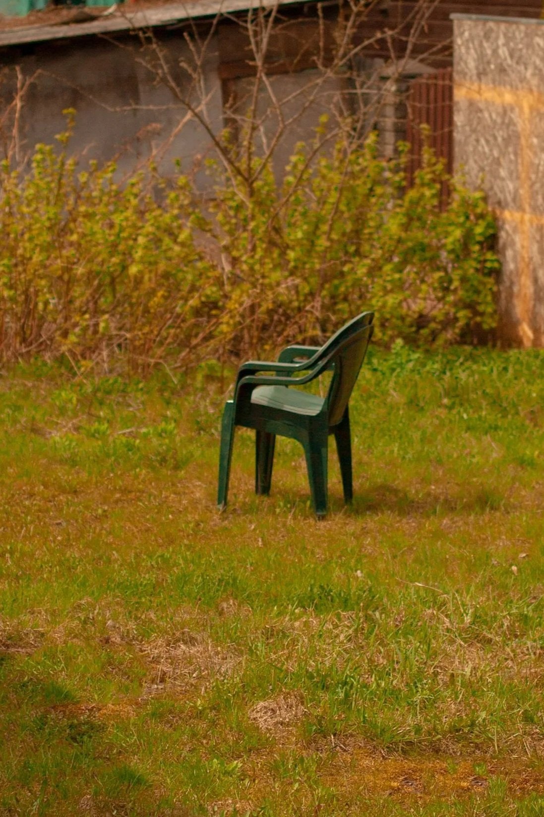 Plastic chair on grass