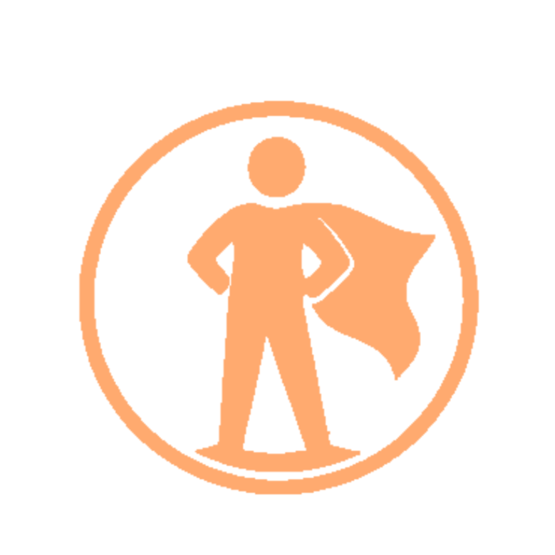 Cedar Coaching - Silhouette of a person standing confidently with hands on hips and a cape flowing behind, inside a circular border.