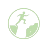 Cedar Coaching - An icon of a person running and jumping over a gap in the ground