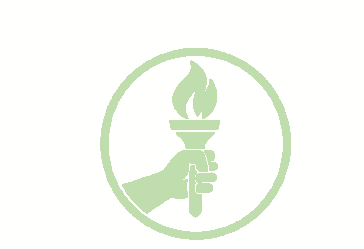 Cedar Coaching - A light green icon of a hand holding a torch with a flame, inside a circle.