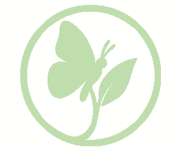 Cedar Coaching - A simple illustration of a butterfly on a leaf within a circular border.