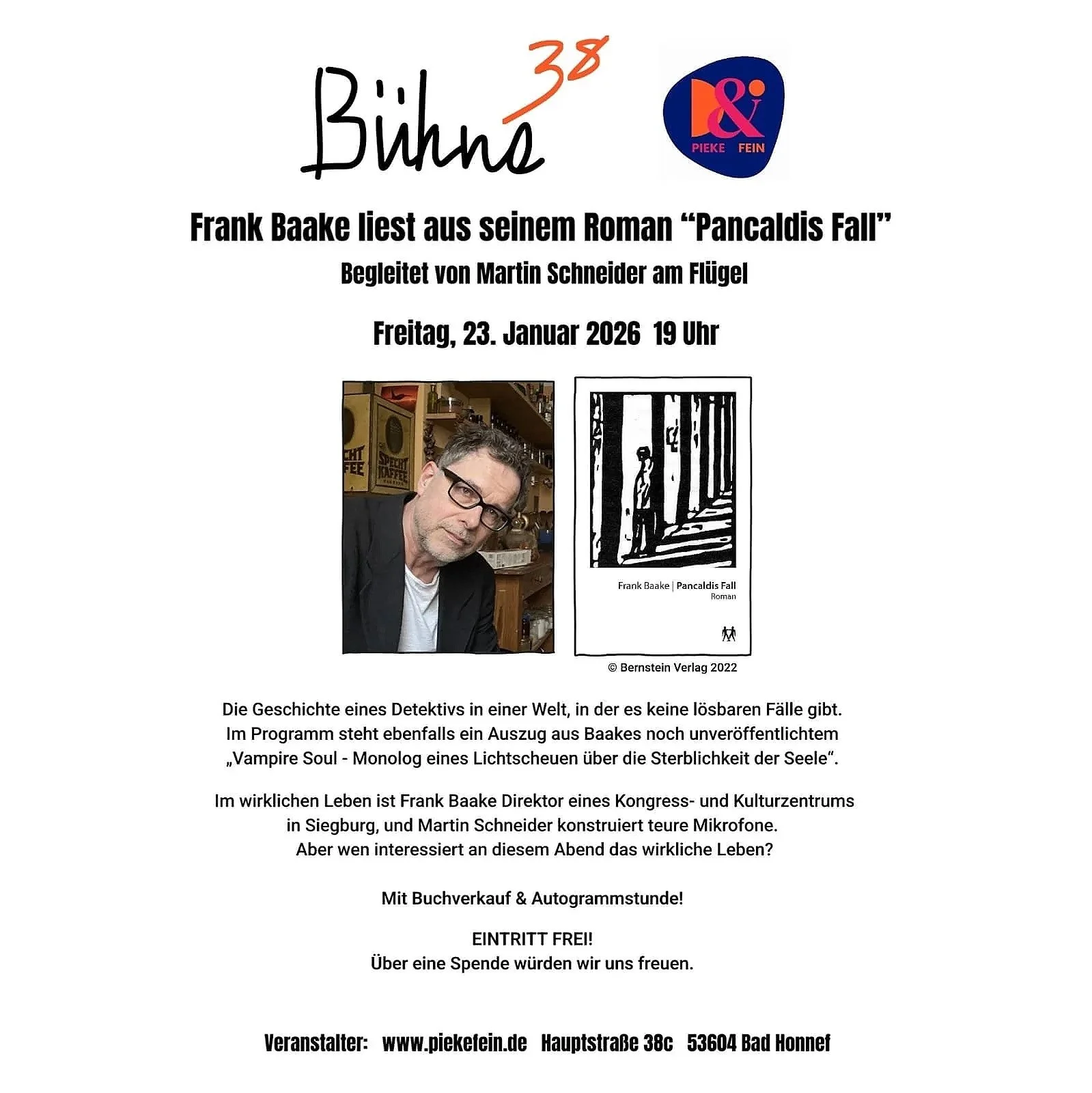 Frank Baake liest aus seinem Roman ‘Pancaldis Fall‘