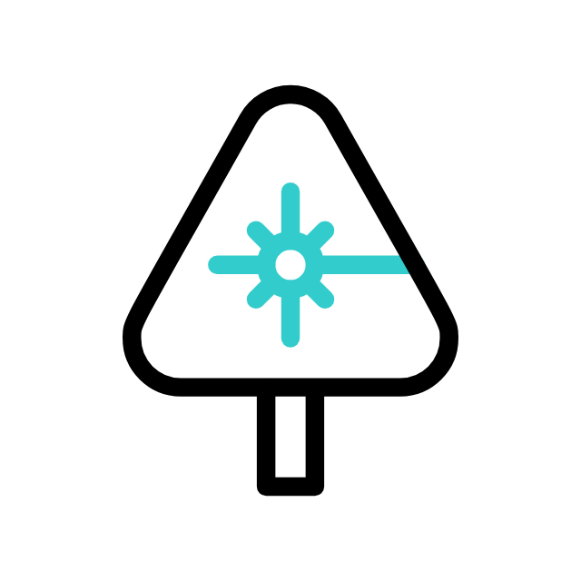 Un'icona di un ghiacciolo con un simbolo di neve blu al centro.