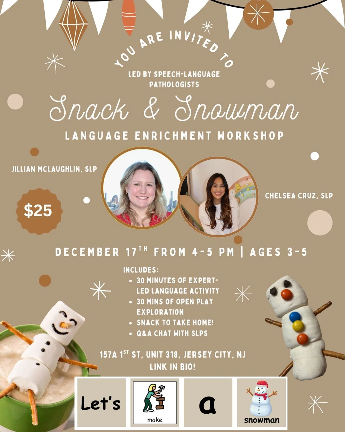 📣 UPDATED DATE! 

❄️ Snack &amp; Snowman Language Enrichment Workshop (ages 3-5)❄️
Join us for a cozy winter-themed session designed to support your child&rsquo;s communication skills through play!

Your ticket includes:
✨ 30 minutes of expert-led l