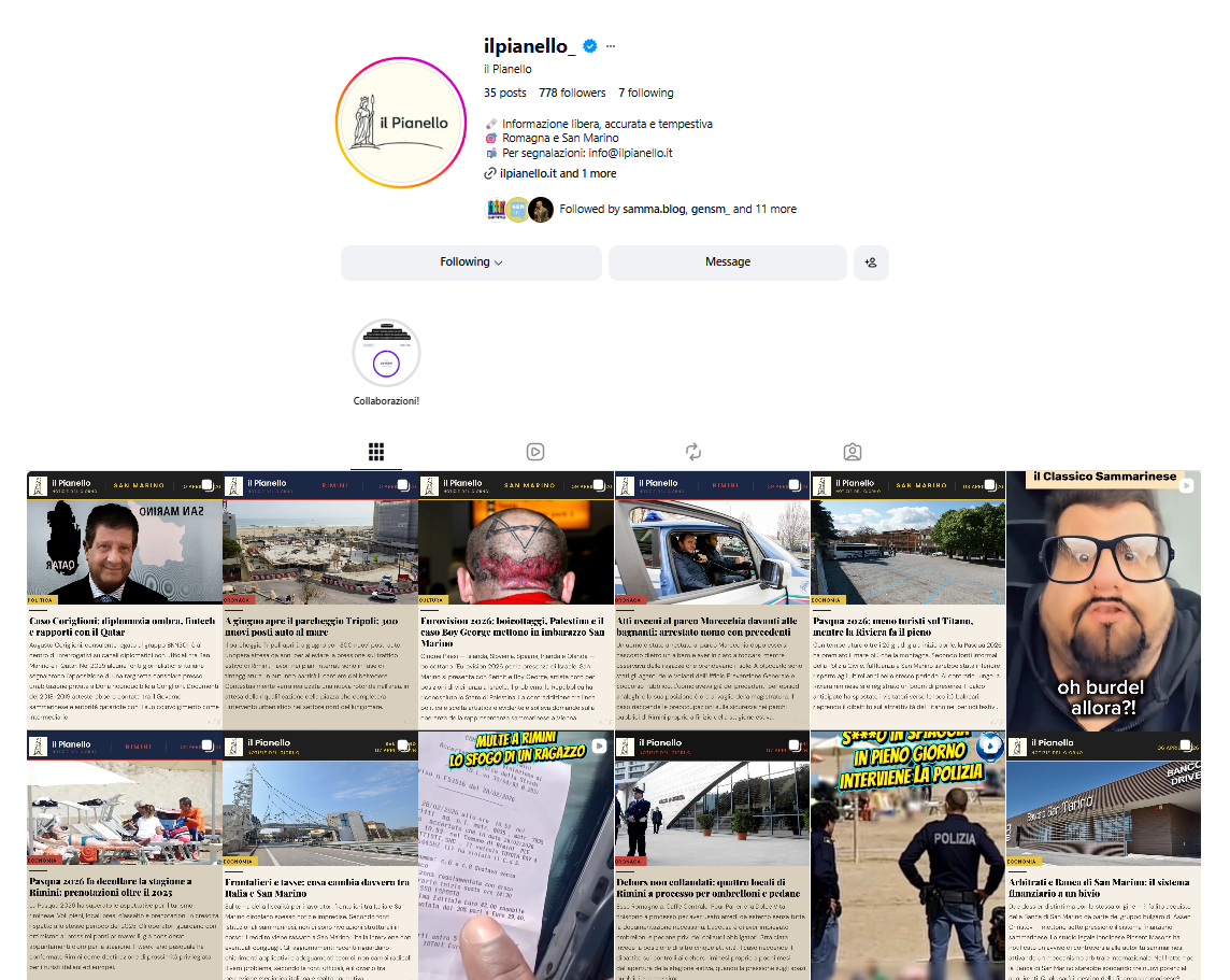 immagine della pagina instagram "il pianello"