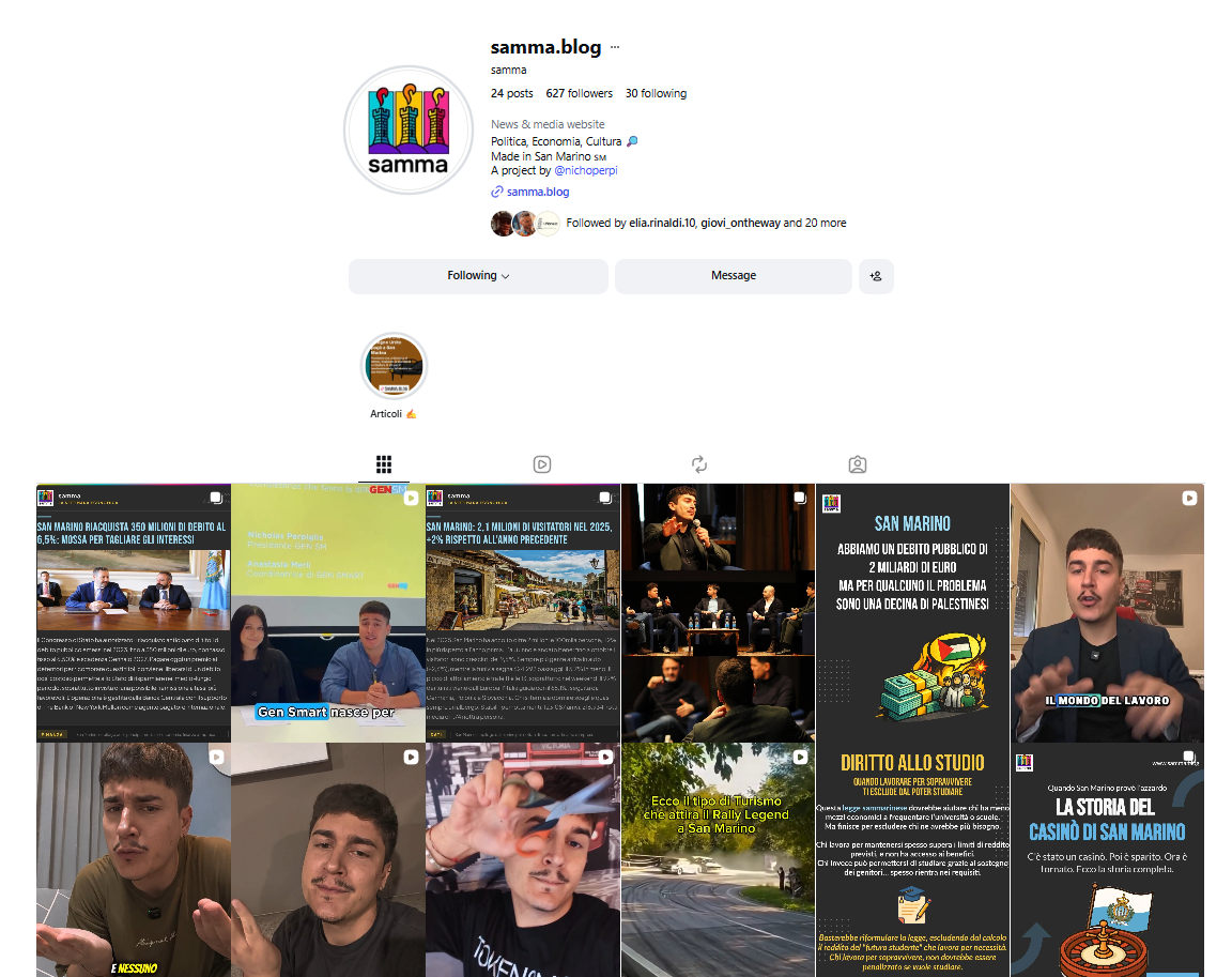 pagina instagram di samma