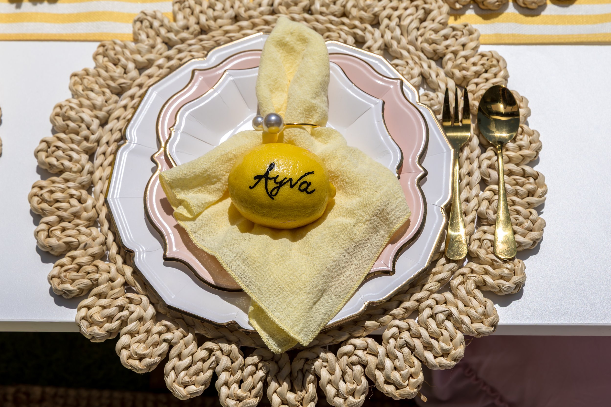 Lemon Calligraphy Place Card