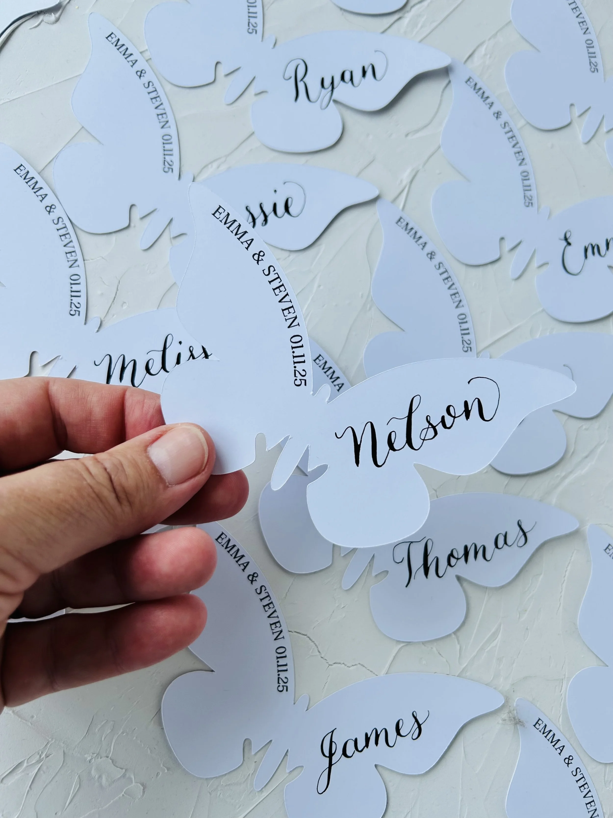 Butterfly Calligraphy Place Cards