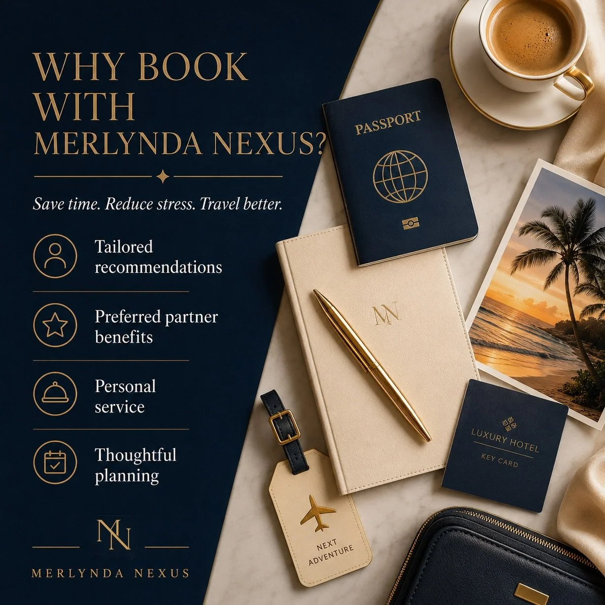 A good travel advisor does more than make a reservation. 

I research the relevant options, compare what actually matters, coordinate the details and build the journey around your priorities rather than a generic search result.

Depending on the book