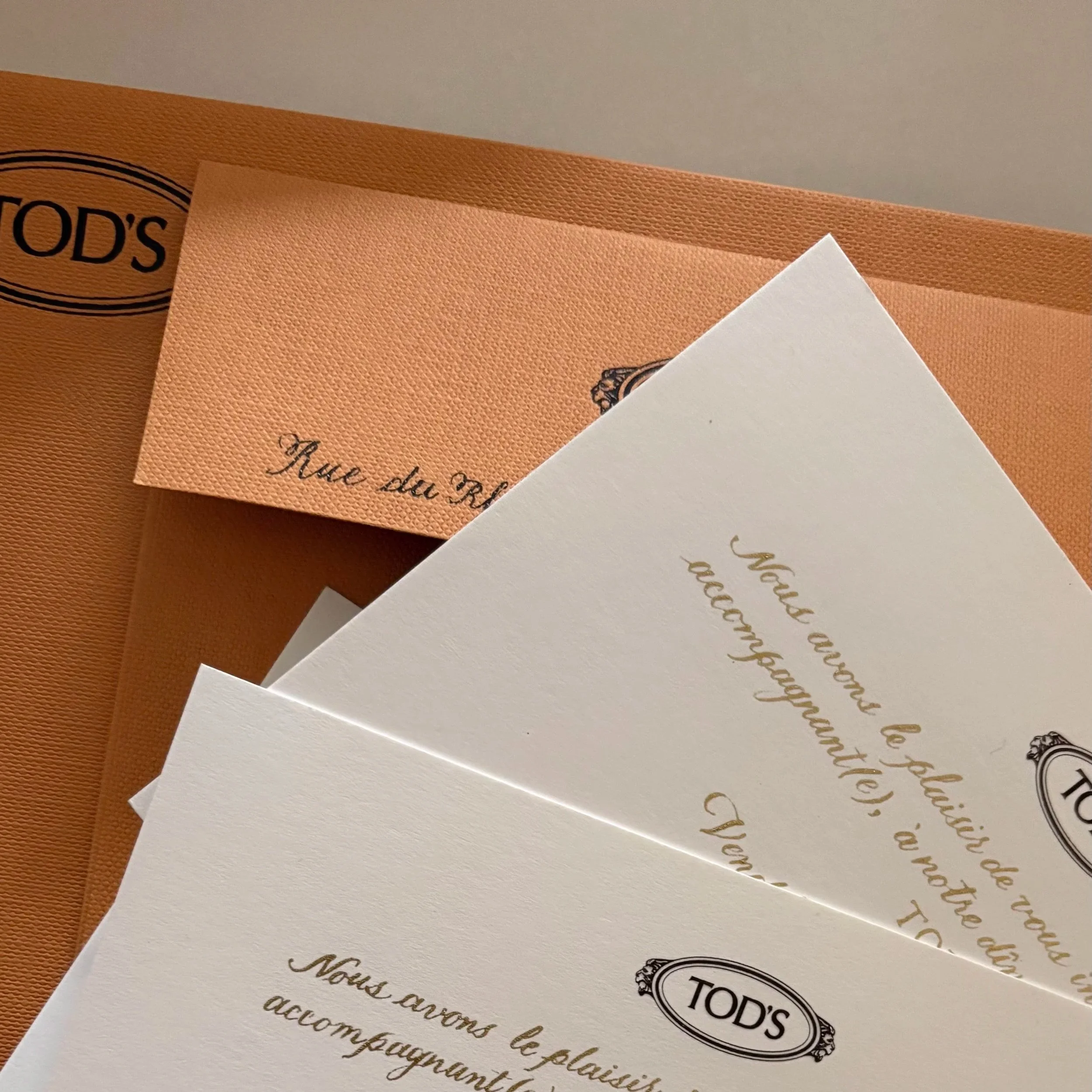 Luxury dinner invitations for a holiday event of Tod’s Zurich.