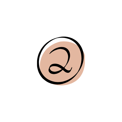 A circular beige badge with a black number '2' in the center.