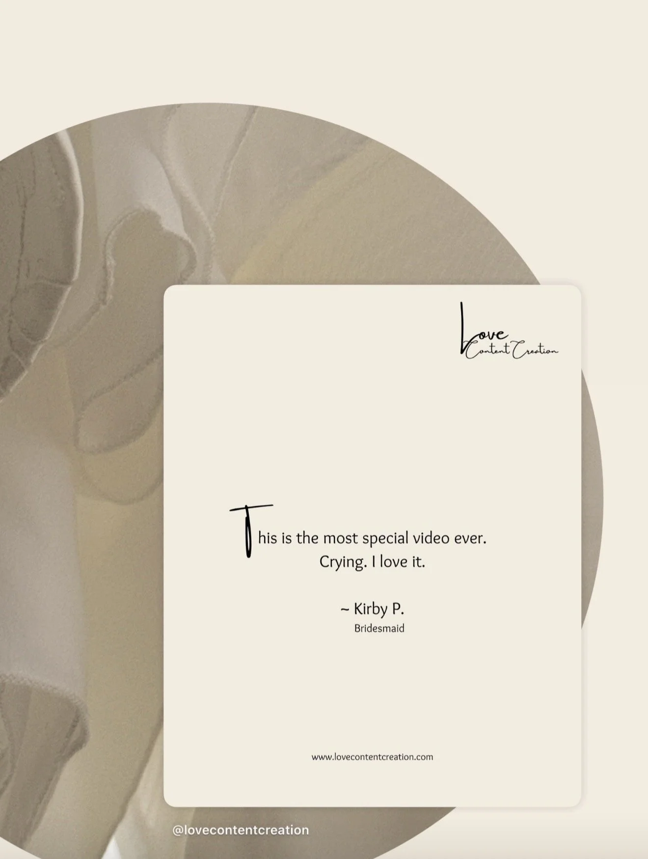 "This is the most special video ever.  I'm crying. I love it."