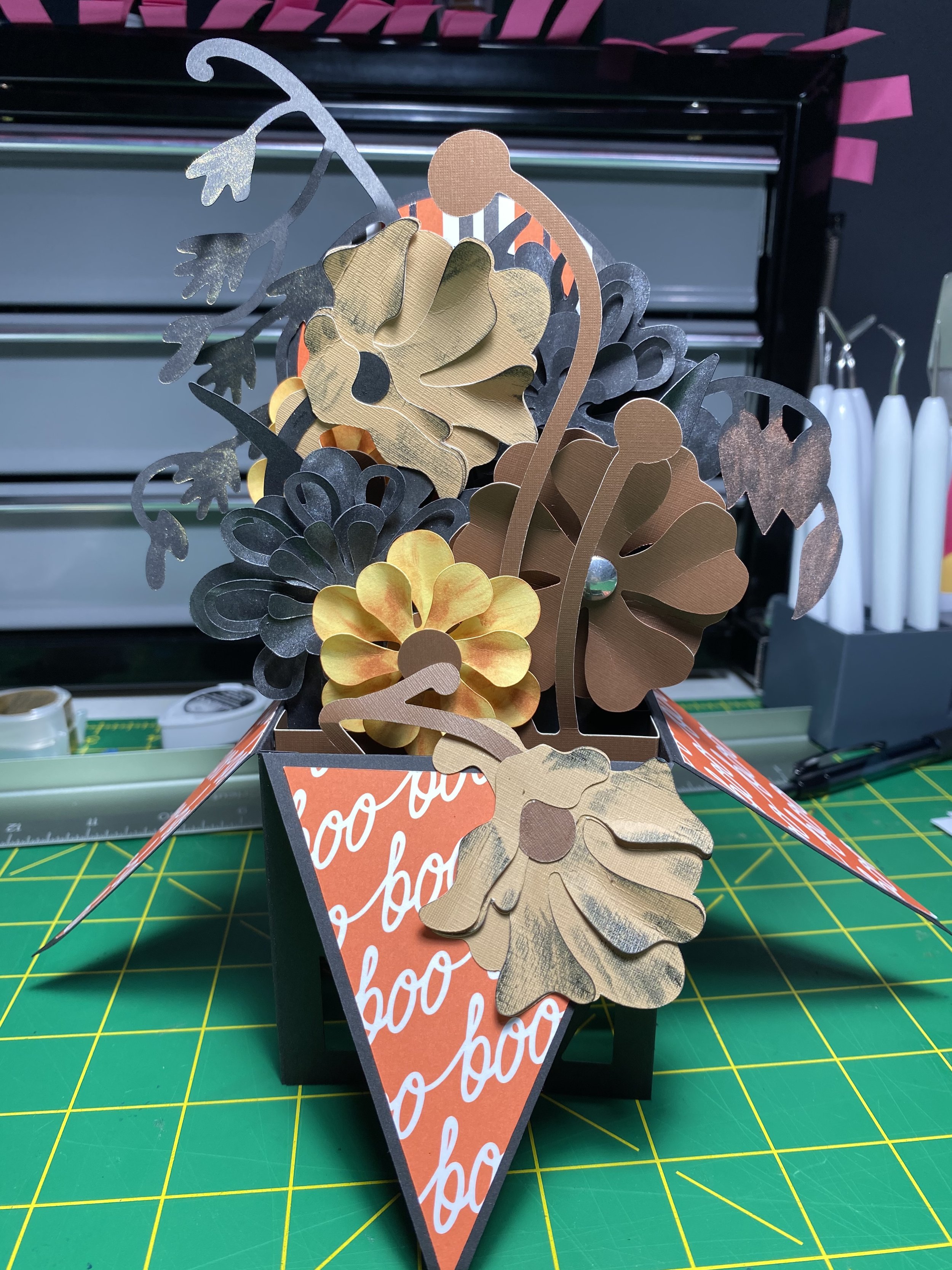 Halloween Flowers Box Card - Paper