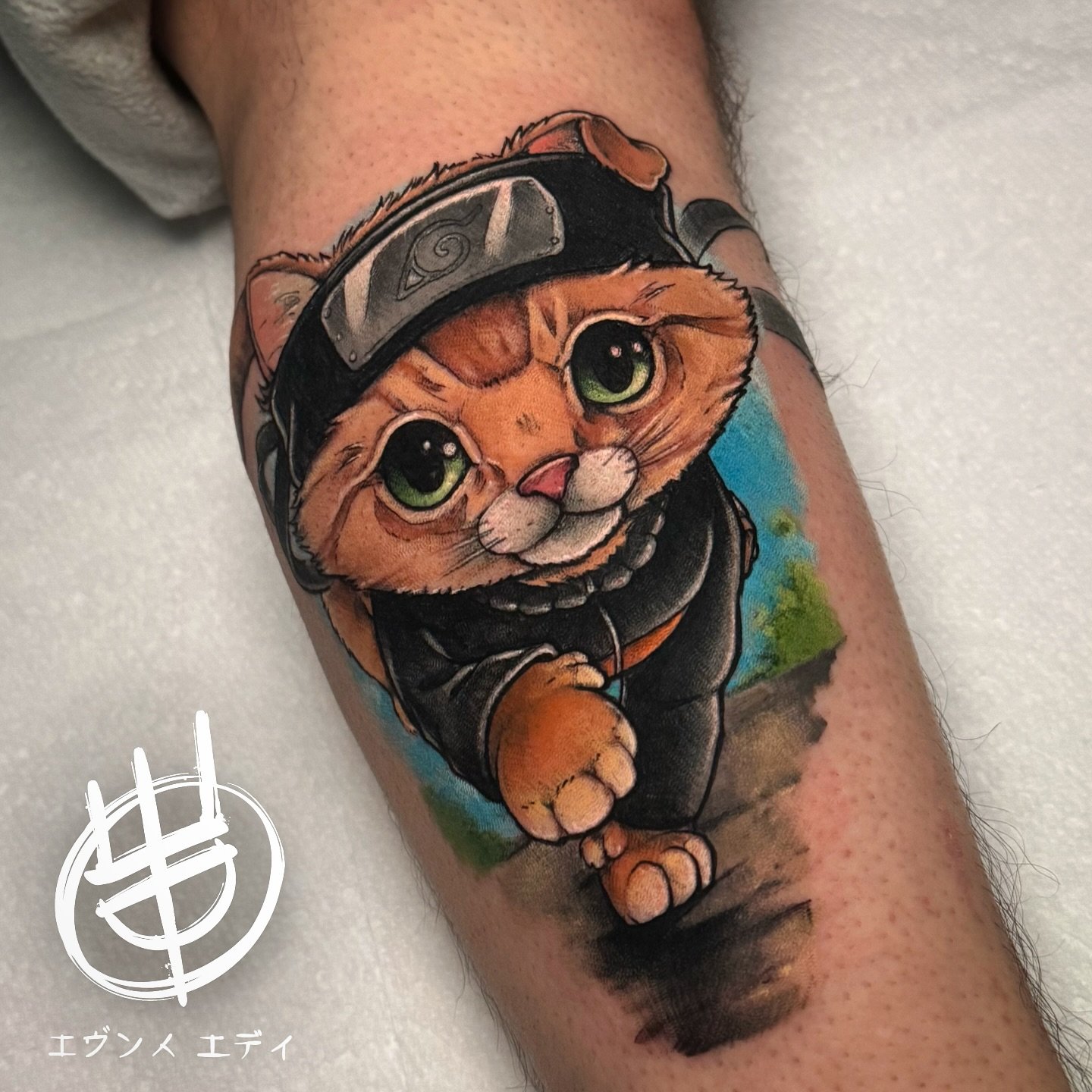 Nice tribute to his #cat named #naruto 🫶🏻 R.I.P. thanks Marc-Andr&eacute; ⚡️⚡️⚡️ Made with love and @starbritecolors @purklenz @hustlebutterdeluxe @tommyssupplies @ajconly_official  #starbritecolors
#animeart #animefanart #animetattoo #animetattooa