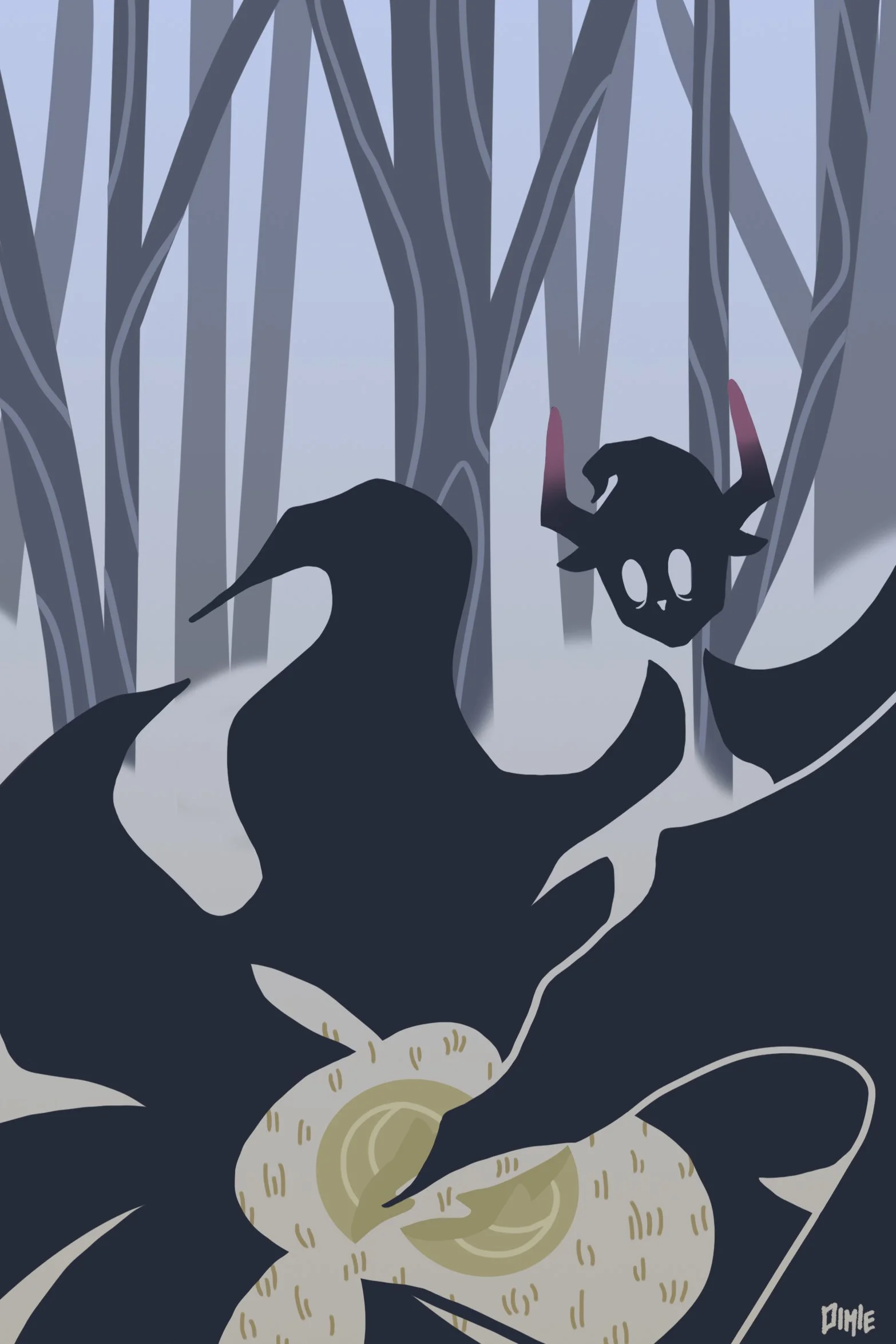 "Liemoo" — a concept illustration of a creature, the protector of the Sun 'n' Moon Stone, with the ability to turn into “glue” if the secret stone ever breaks.