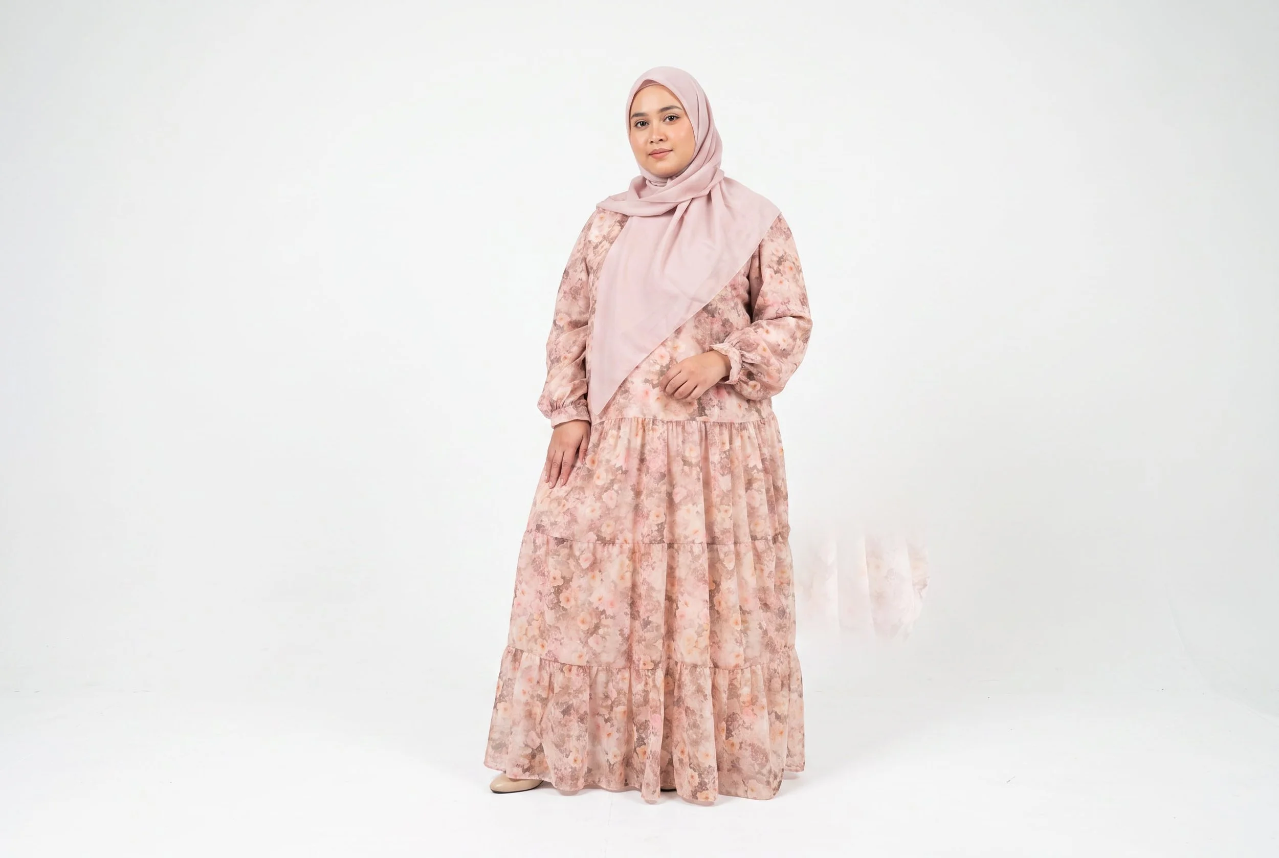 Floral Peach Violeta Maxi  Dress