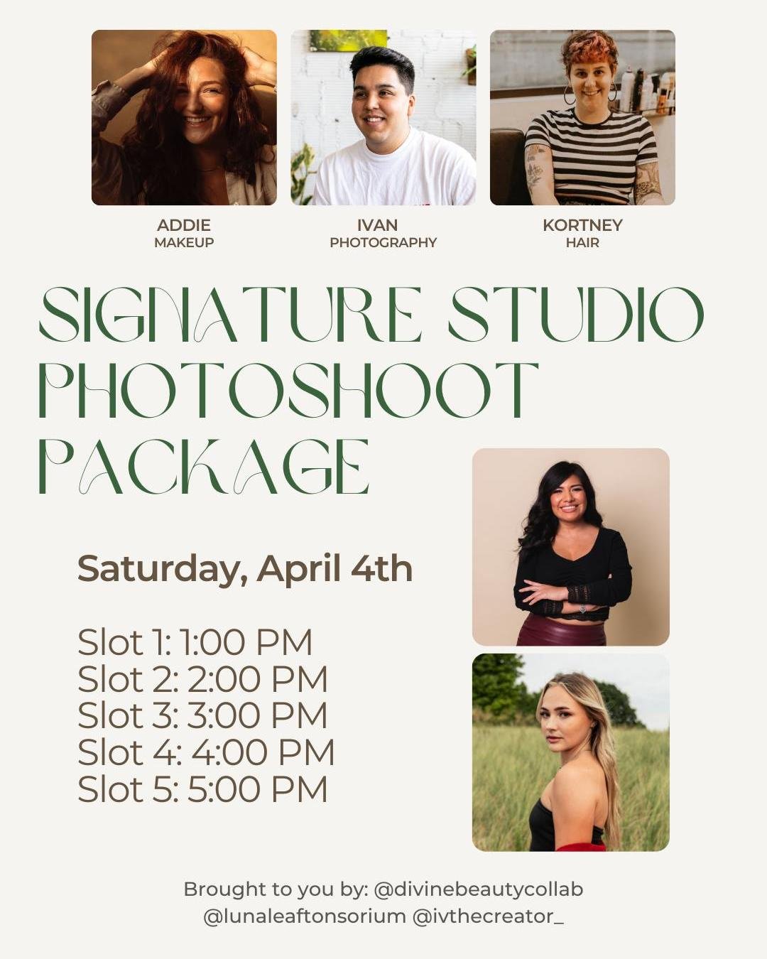 We're rebooking our styled shoot to April 4th.

Forget to get yourself or your love a gift? Make it up by booking a glam session with us!