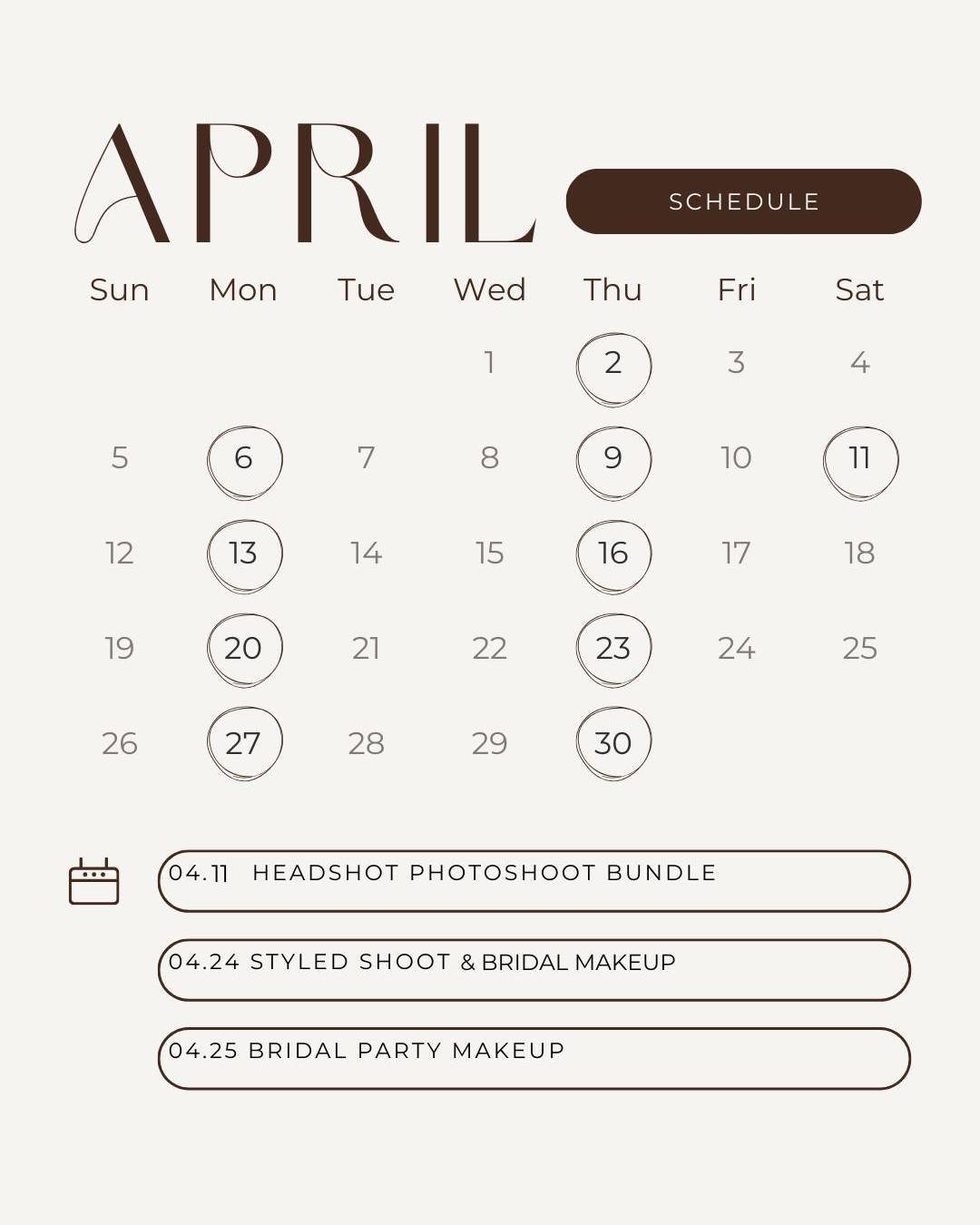 This April is looking busy! Join me for your spring refresh this month.